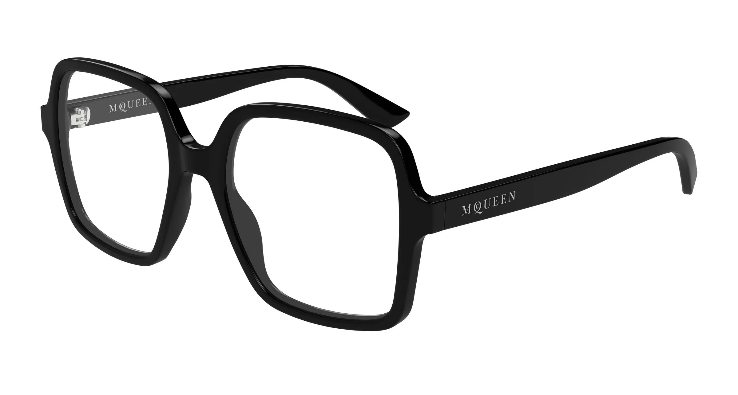 Alexander McQueen AM0538O 001 Montature da vista Acetato Nero Trasparente Squadrata - immagine 1