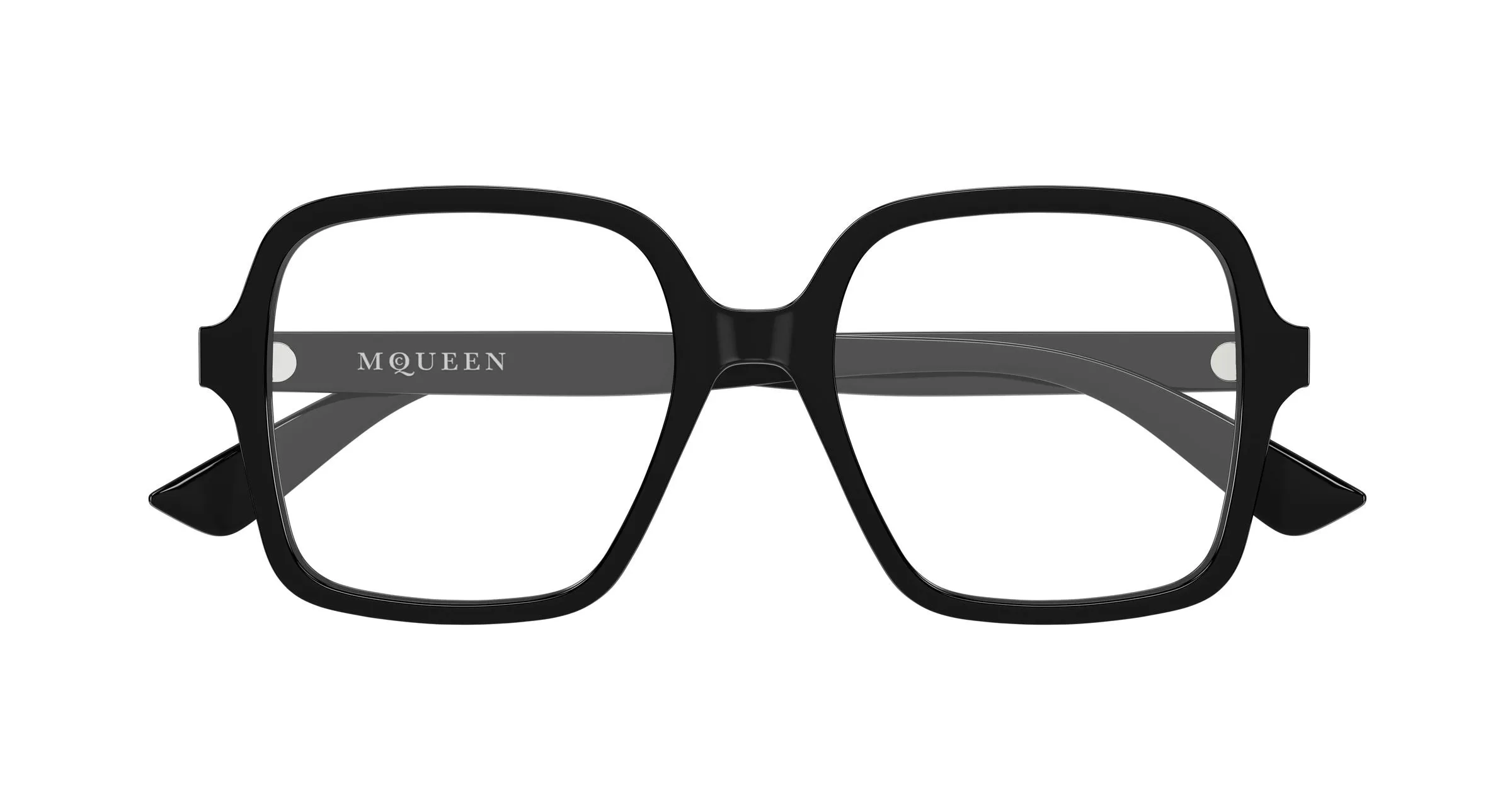 Alexander McQueen AM0538O 001 Montature da vista Acetato Nero Trasparente Squadrata - immagine 2