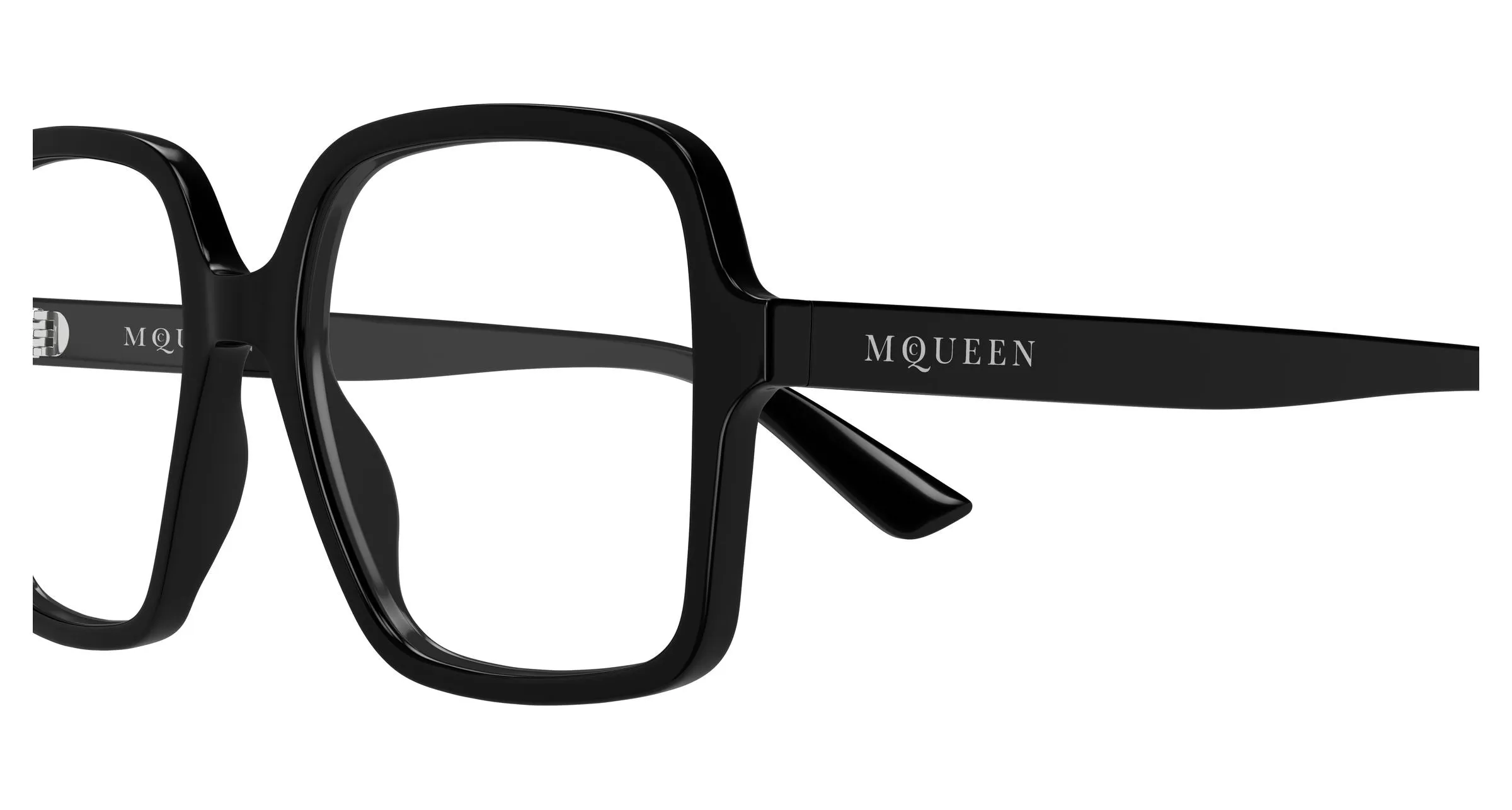 Alexander McQueen AM0538O 001 Montature da vista Acetato Nero Trasparente Squadrata - immagine 3