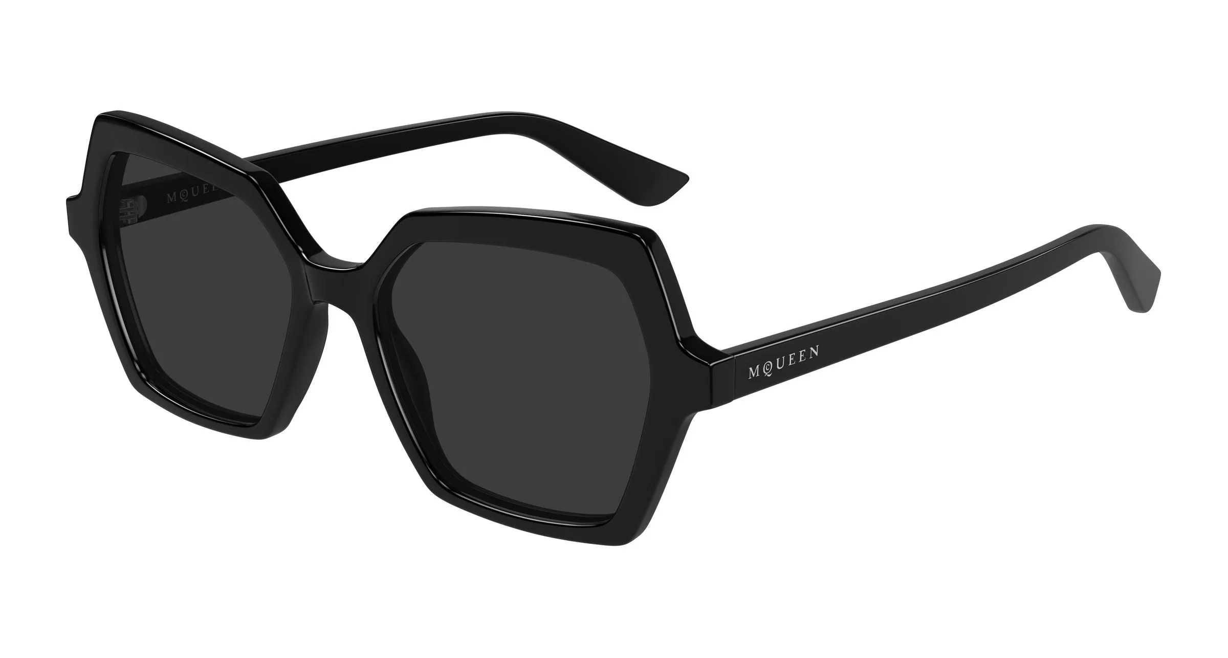 Alexander McQueen AM0537S 001 Occhiali da sole Acetato Nero Grigio Geometrica - immagine 1