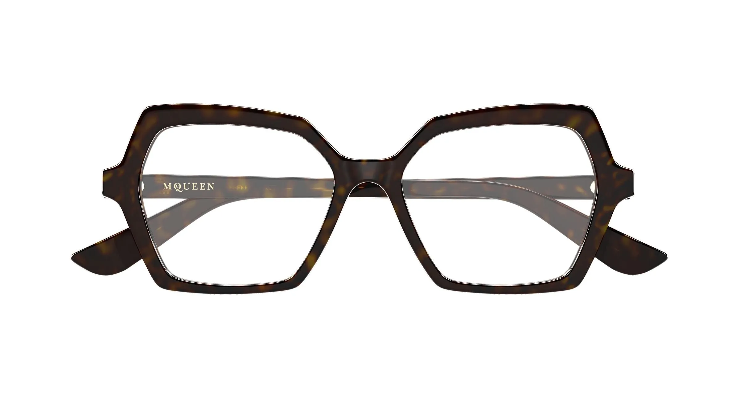 Alexander McQueen AM0537O 002 Montature da vista Acetato Havana Trasparente Geometrica - immagine 2
