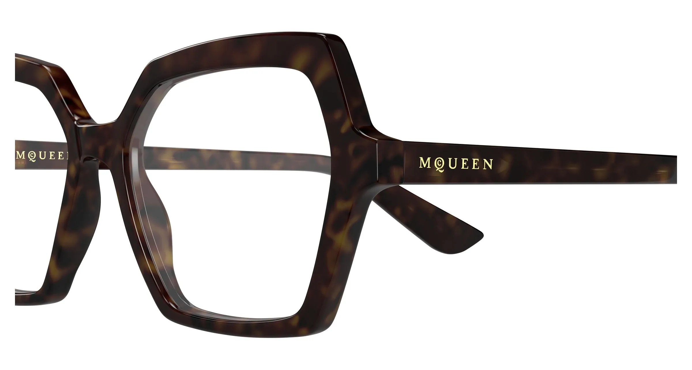 Alexander McQueen AM0537O 002 Montature da vista Acetato Havana Trasparente Geometrica - immagine 3