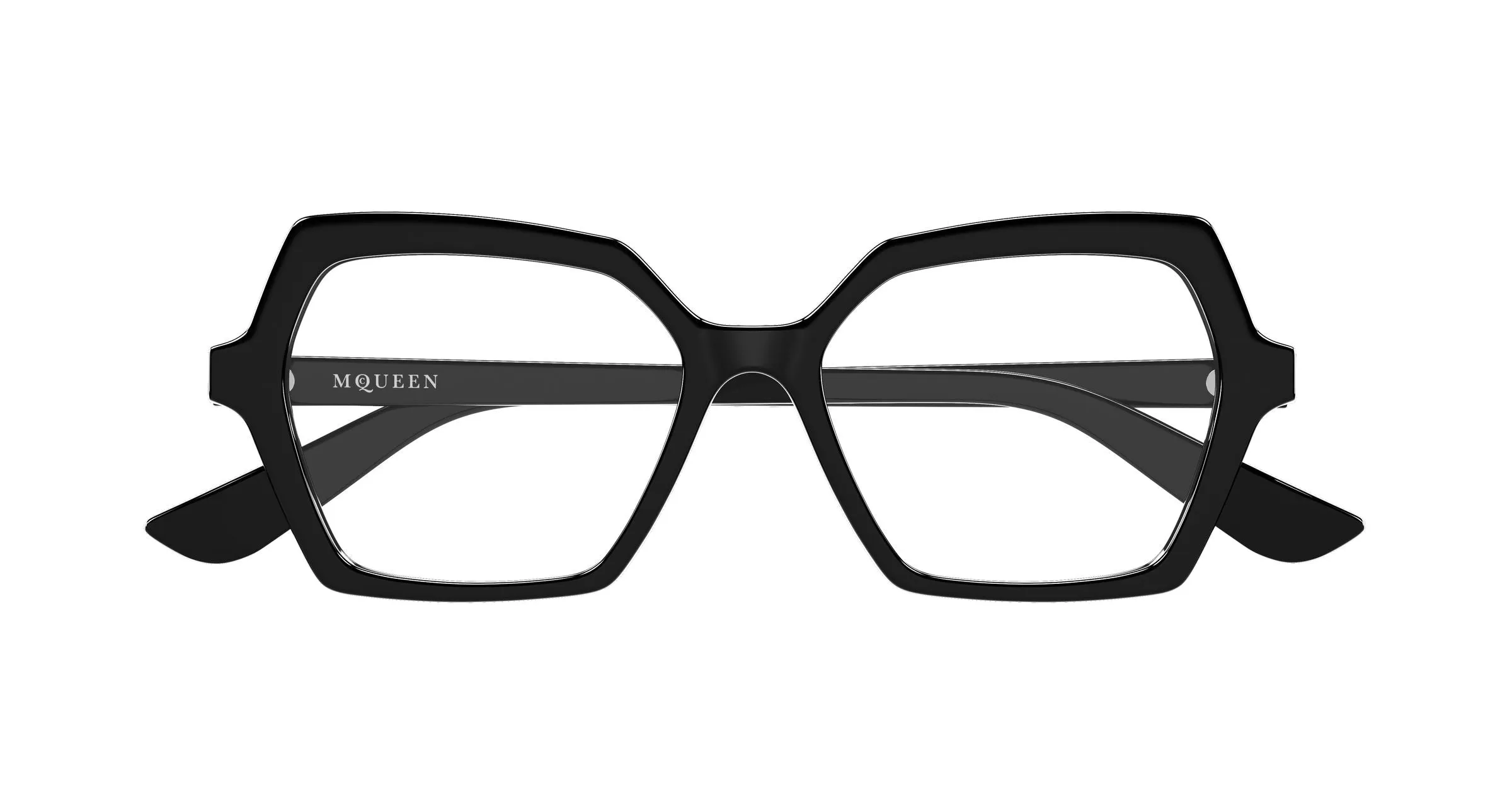Alexander McQueen AM0537O 001 Montature da vista Acetato Nero Trasparente Geometrica - immagine 2