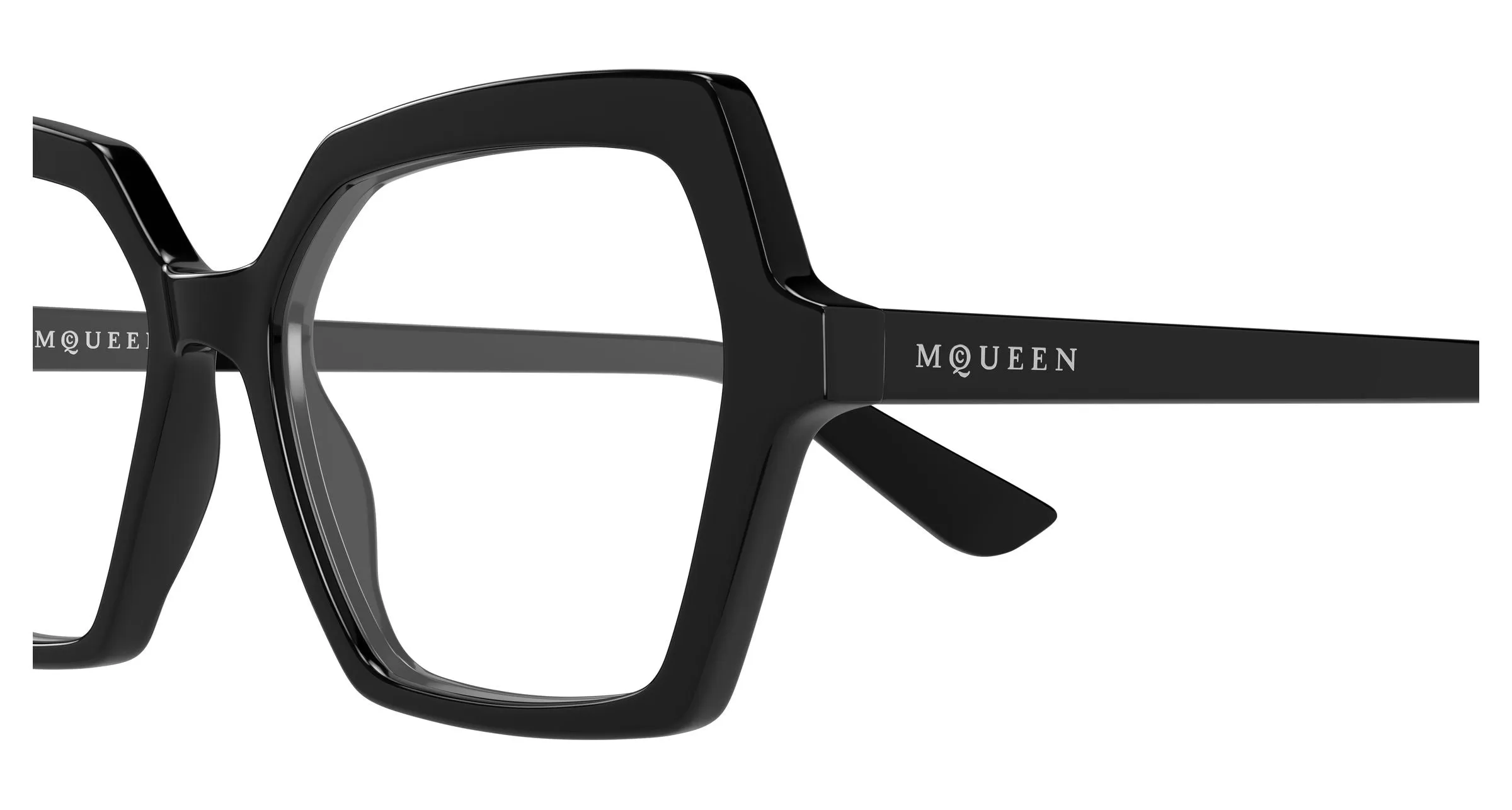 Alexander McQueen AM0537O 001 Montature da vista Acetato Nero Trasparente Geometrica - immagine 3