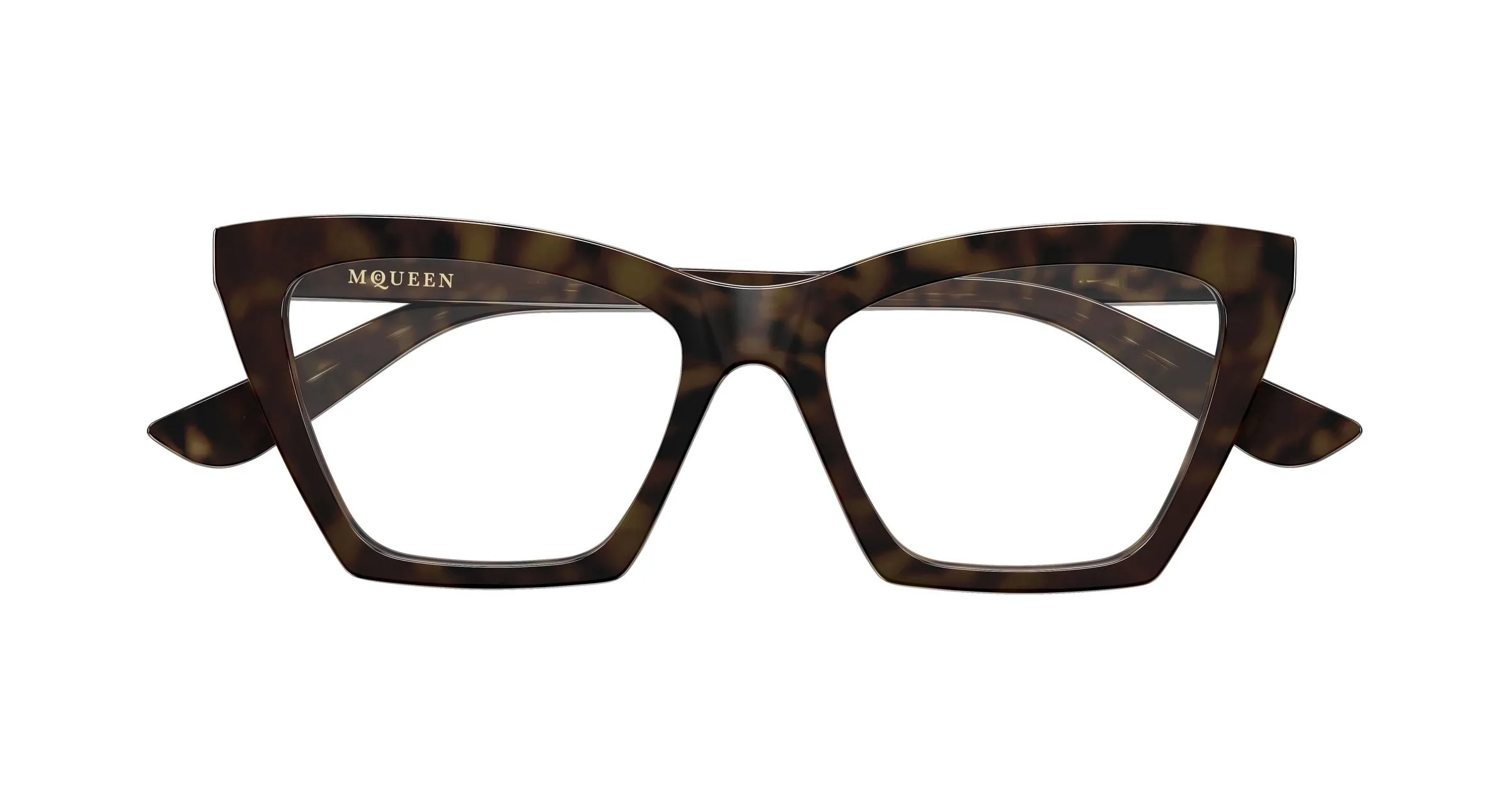 Alexander McQueen AM0536O 002 Montature da vista Acetato Havana Trasparente Cat Eye - immagine 2