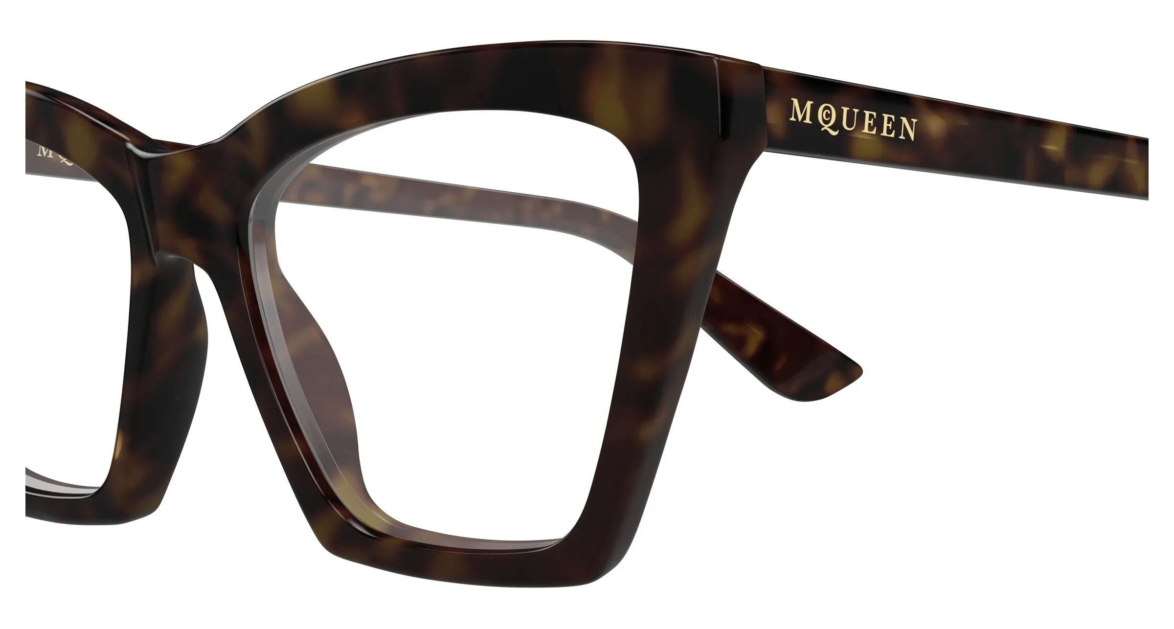 Alexander McQueen AM0536O 002 Montature da vista Acetato Havana Trasparente Cat Eye - immagine 3