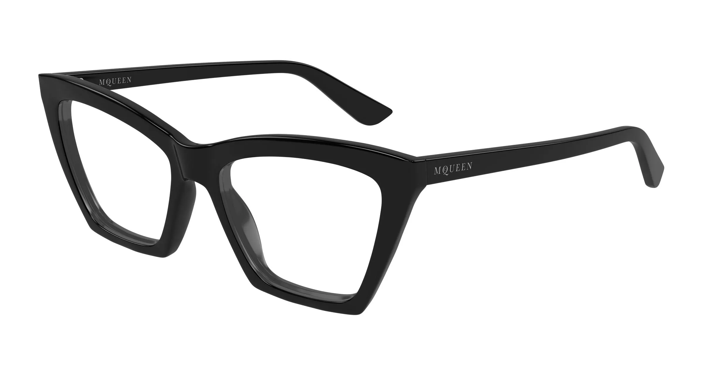 Alexander McQueen AM0536O 001 Montature da vista Acetato Nero Trasparente Cat Eye - immagine 1