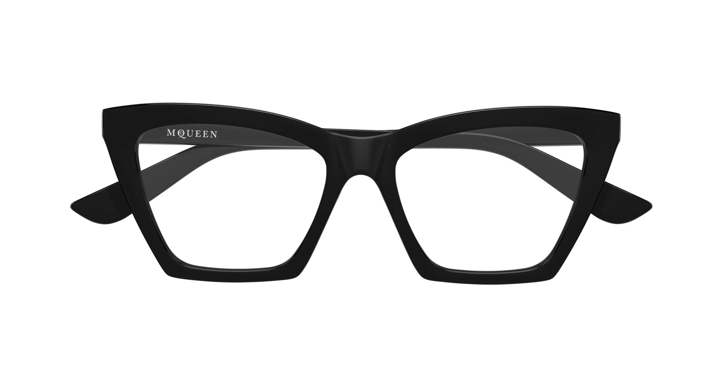 Alexander McQueen AM0536O 001 Montature da vista Acetato Nero Trasparente Cat Eye - immagine 2