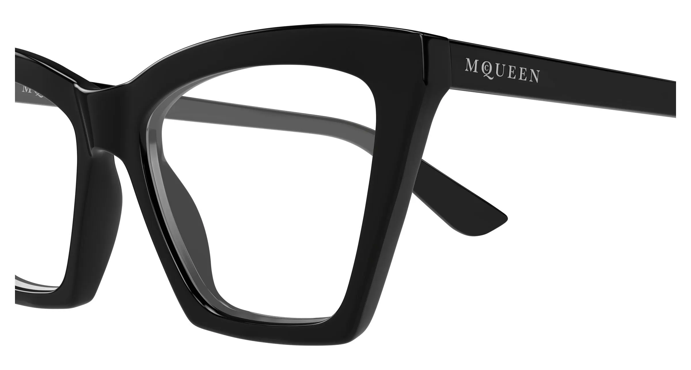 Alexander McQueen AM0536O 001 Montature da vista Acetato Nero Trasparente Cat Eye - immagine 3