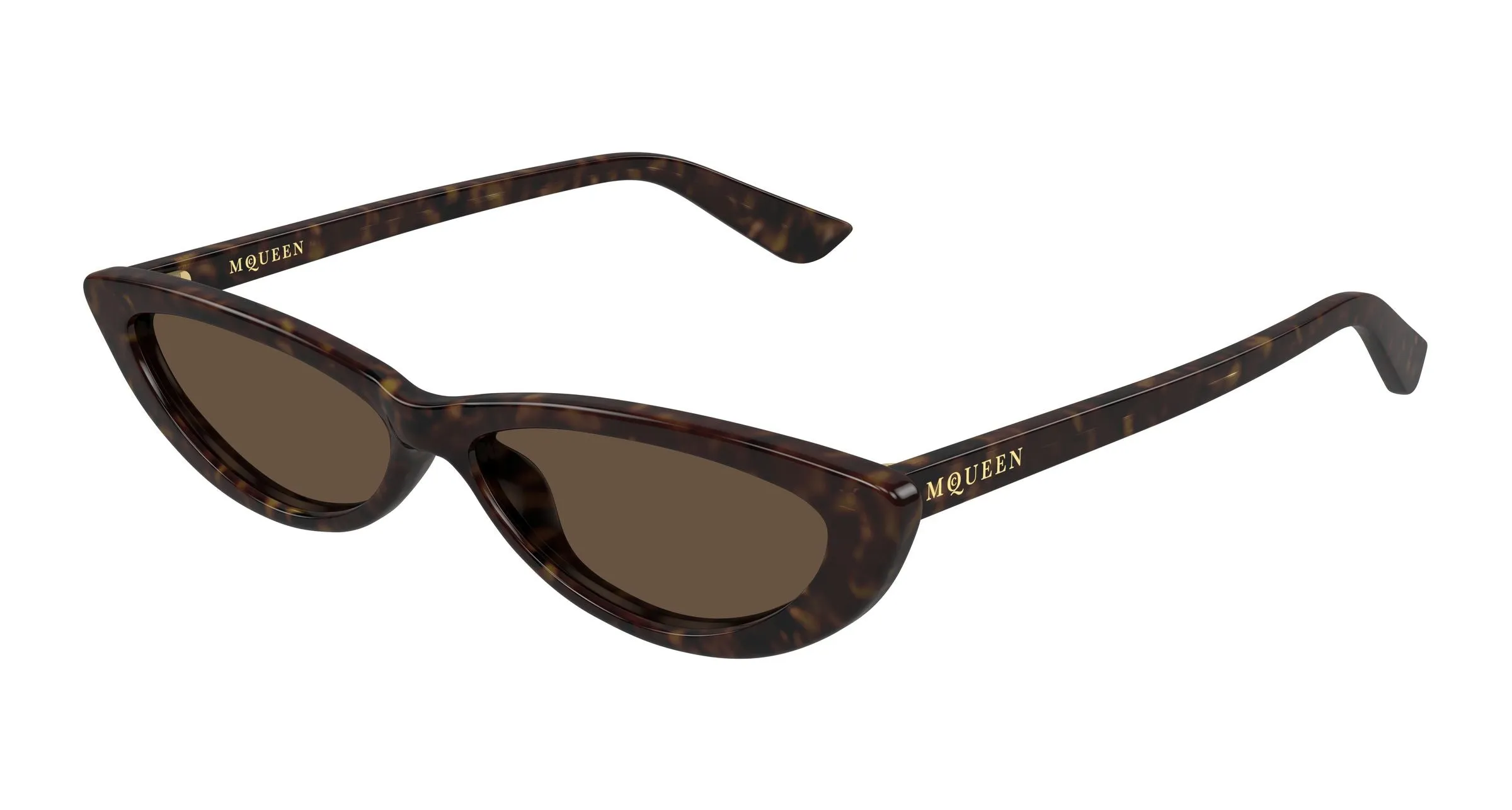 Alexander McQueen AM0535S 002 Occhiali da sole Acetato Havana Marrone Rotonda - immagine 1