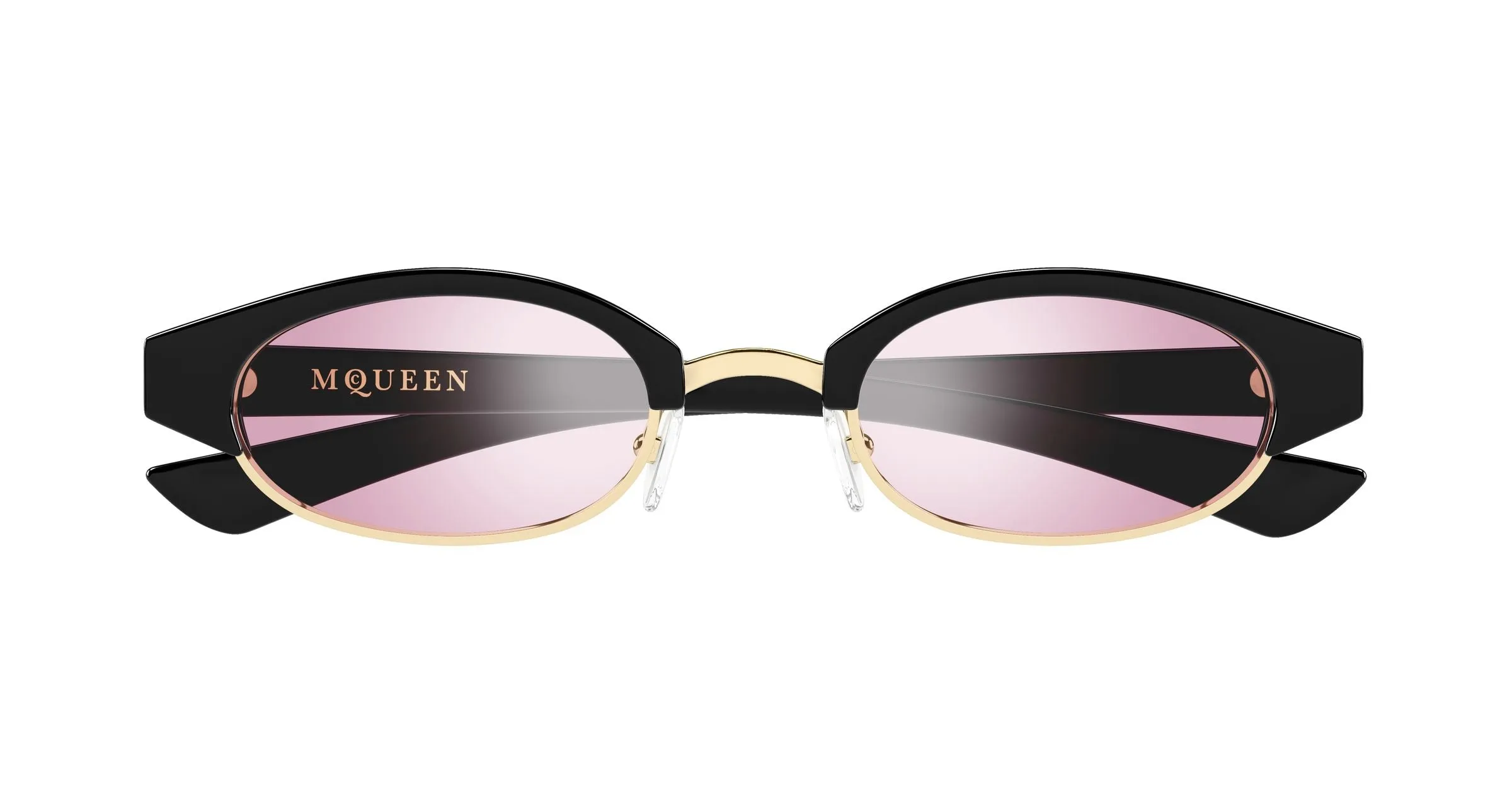Alexander McQueen AM0534S 005 Occhiali da sole Acetato Nero Rosa Rotonda - immagine 2