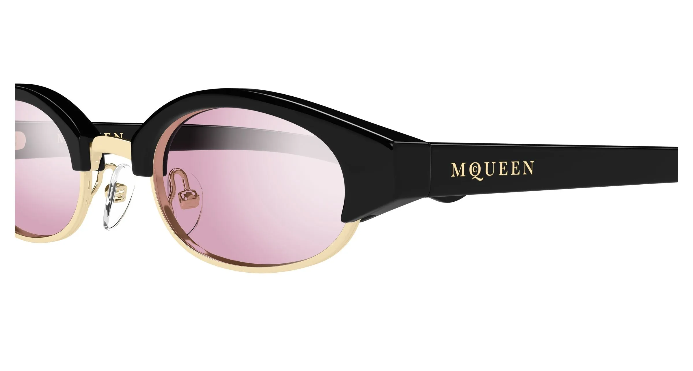 Alexander McQueen AM0534S 005 Occhiali da sole Acetato Nero Rosa Rotonda - immagine 3