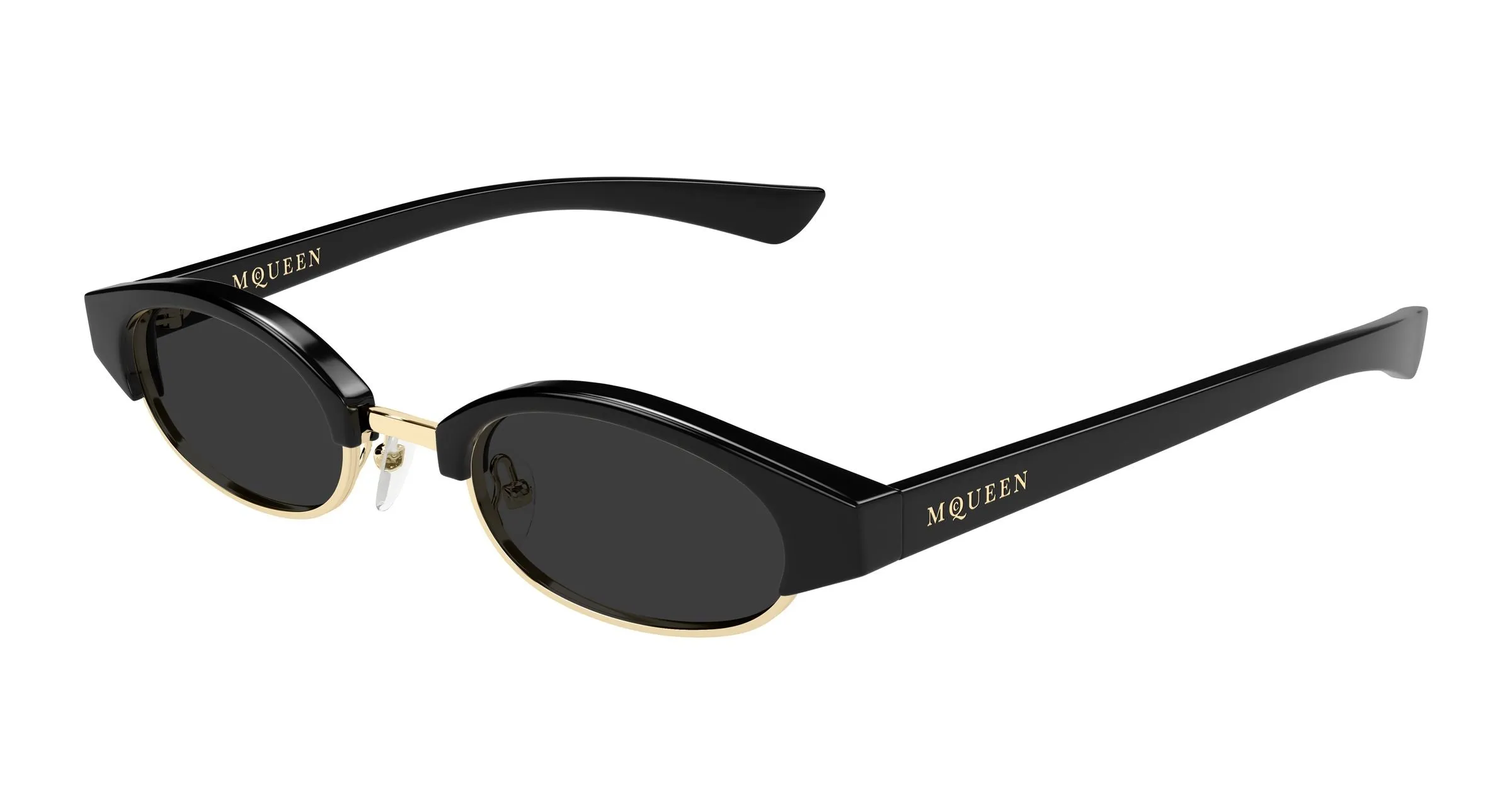 Alexander McQueen AM0534S 001 Occhiali da sole Acetato Nero Grigio Rotonda - immagine 1