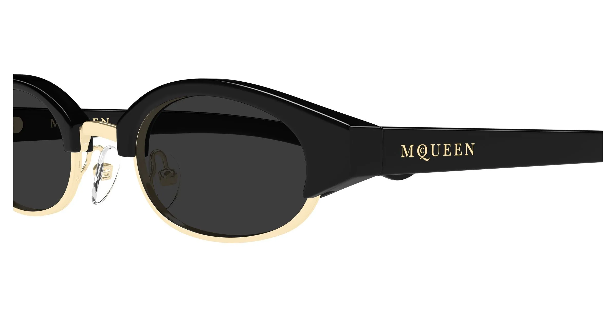 Alexander McQueen AM0534S 001 Occhiali da sole Acetato Nero Grigio Rotonda - immagine 3