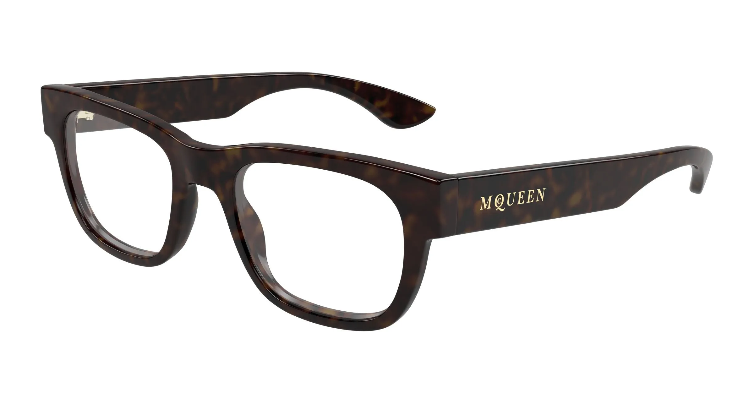 Alexander McQueen AM0531O 002 Montature da vista Acetato Havana Trasparente Squadrata - immagine 1