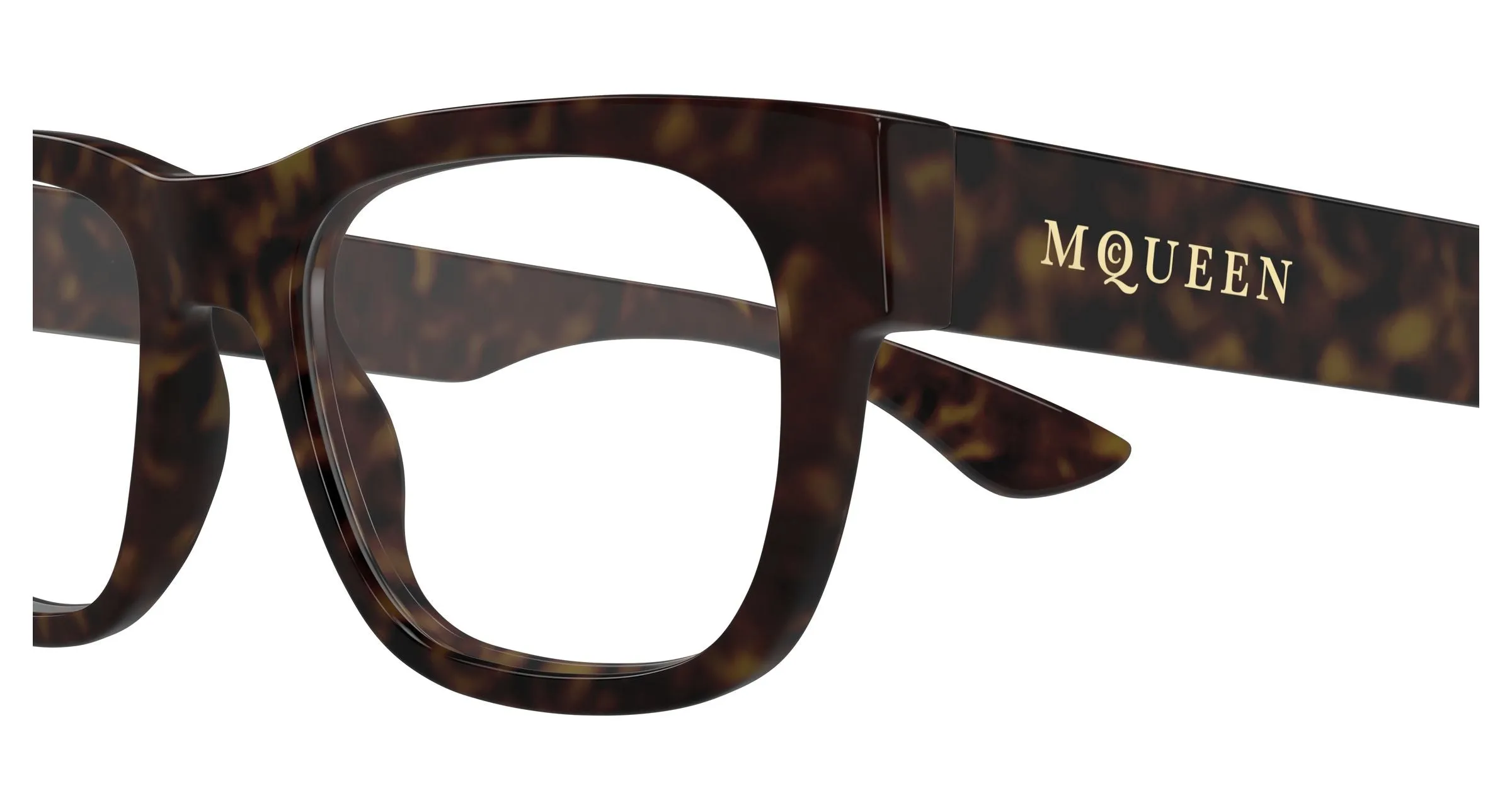 Alexander McQueen AM0531O 002 Montature da vista Acetato Havana Trasparente Squadrata - immagine 3