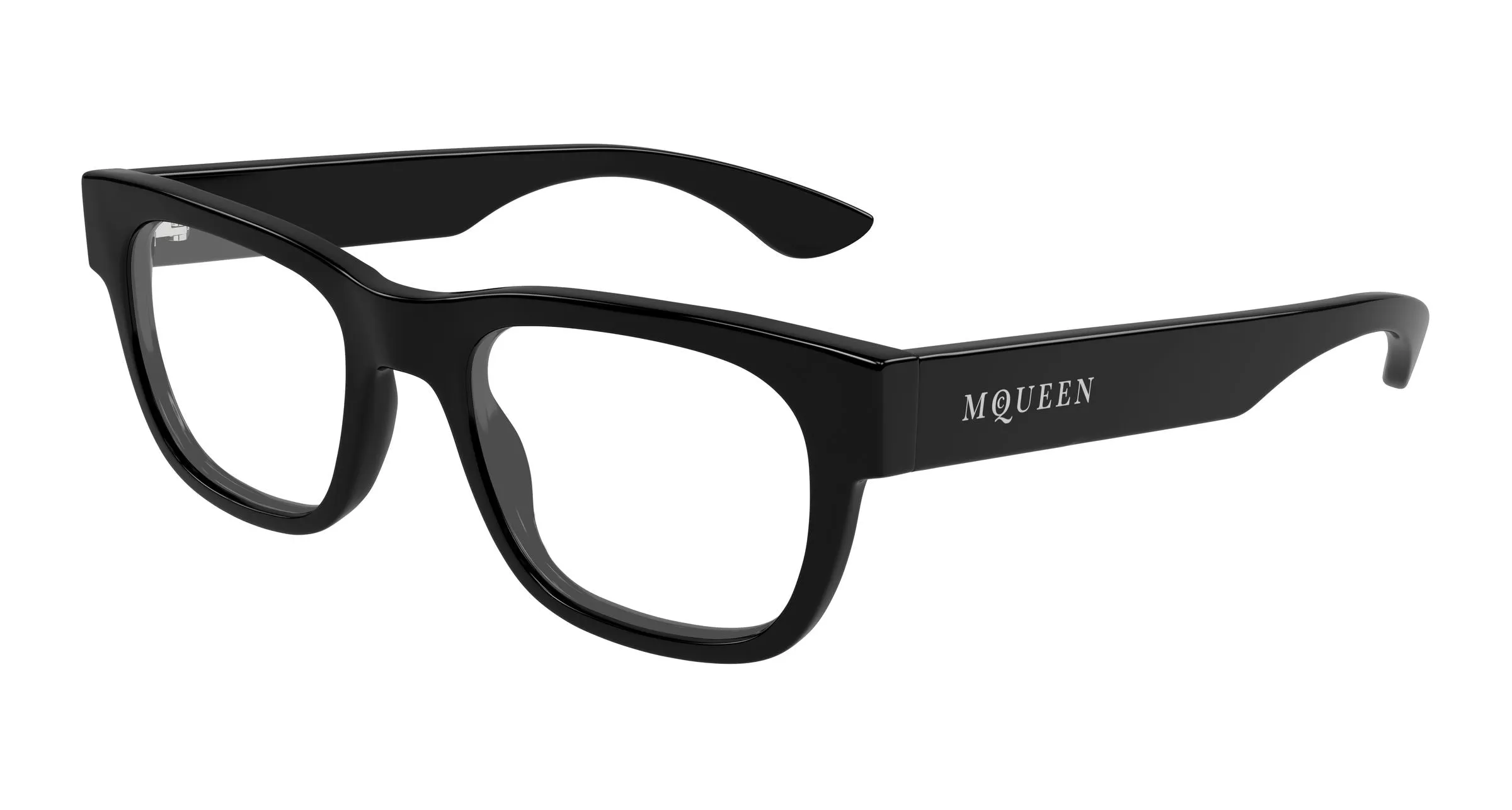 Alexander McQueen AM0531O 001 Montature da vista Acetato Nero Trasparente Squadrata - immagine 1