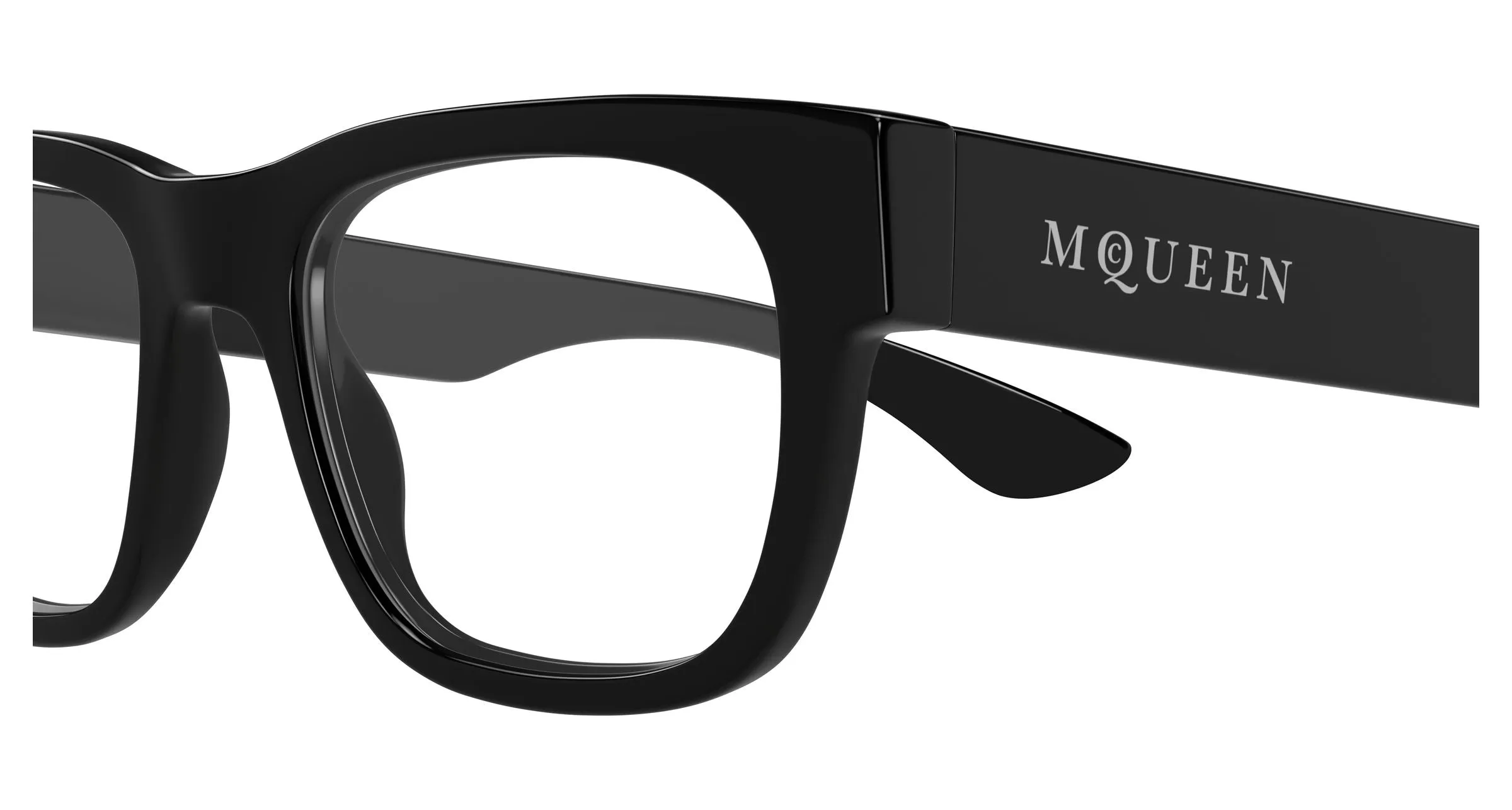 Alexander McQueen AM0531O 001 Montature da vista Acetato Nero Trasparente Squadrata - immagine 3