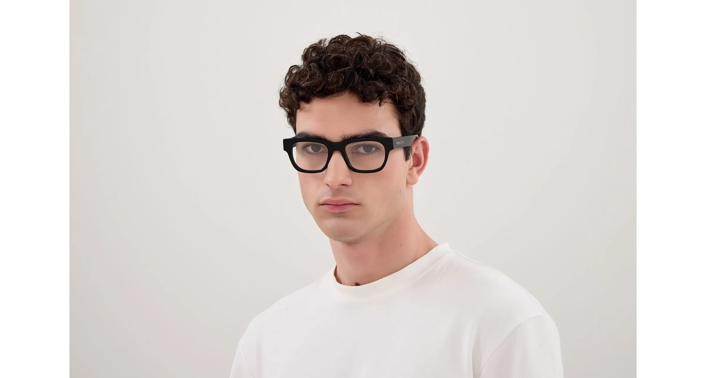 Alexander McQueen AM0531O 001 Montature da vista Acetato Nero Trasparente Squadrata - immagine 4