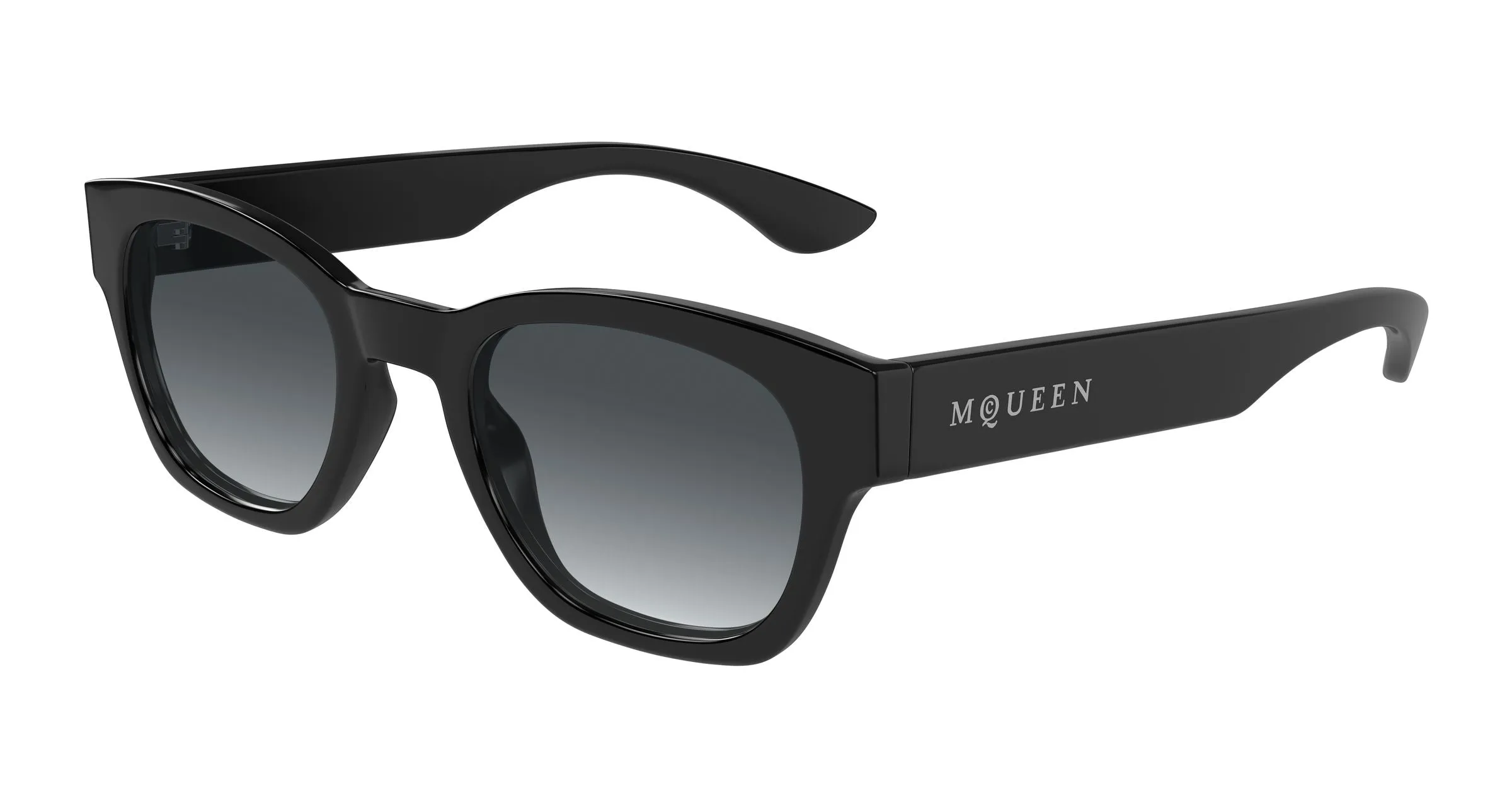Alexander McQueen AM0530S 001 Occhiali da sole Acetato Nero Grigio Rotonda - immagine 1