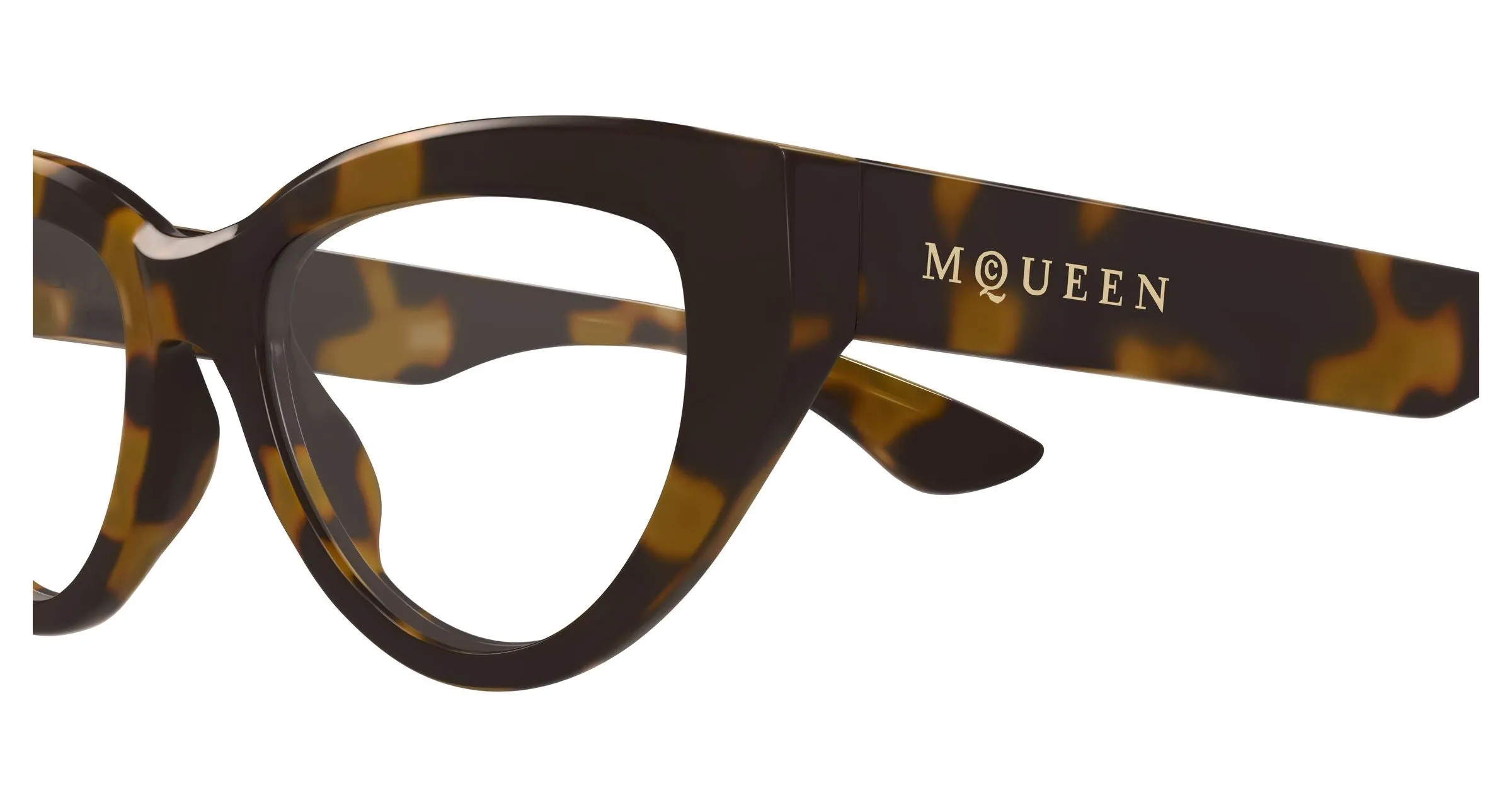 Alexander McQueen AM0529O 002 Montature da vista Acetato Havana Trasparente Cat Eye - immagine 3