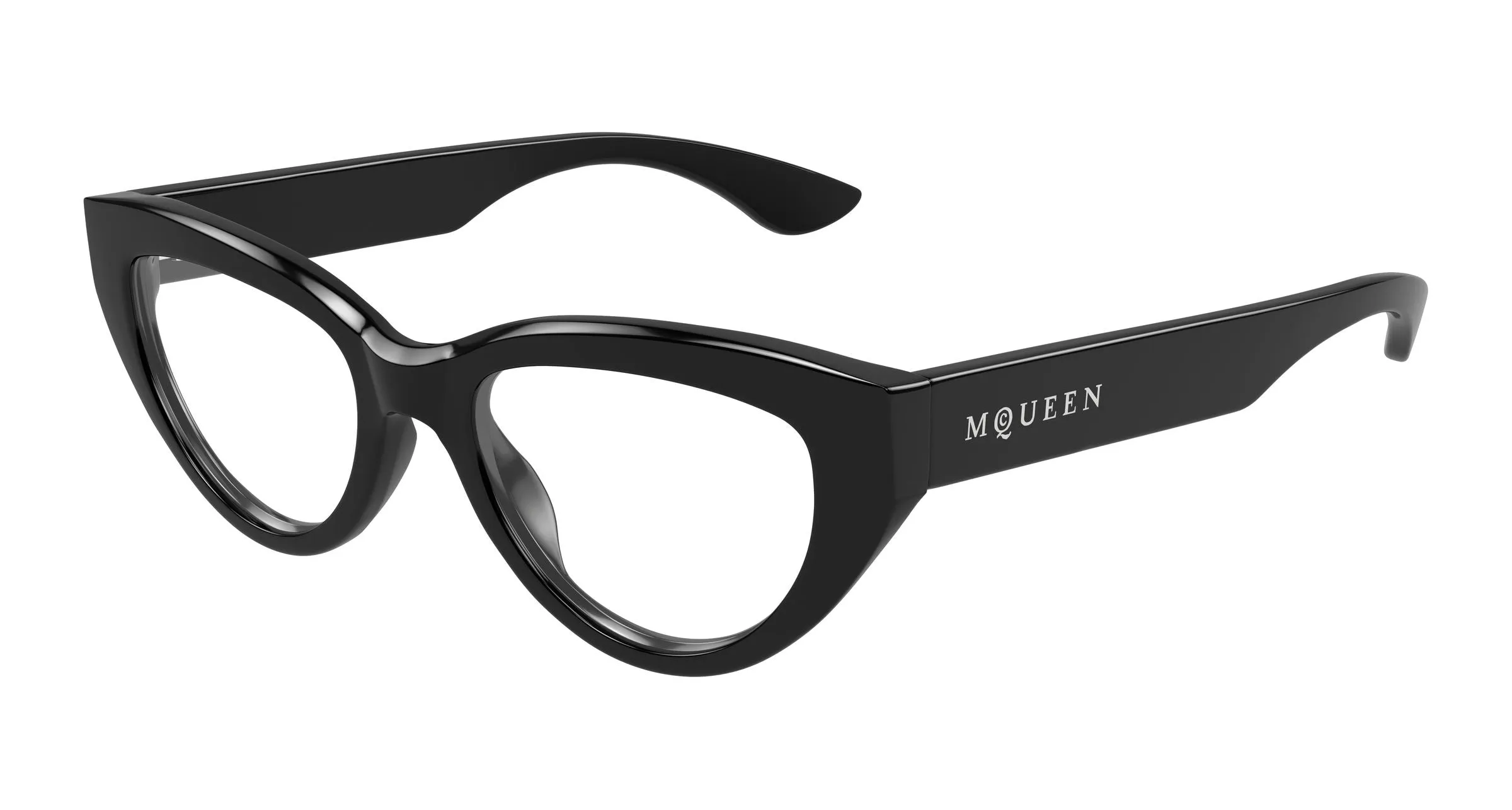 Alexander McQueen AM0529O 001 Montature da vista Acetato Nero Trasparente Cat Eye - immagine 1