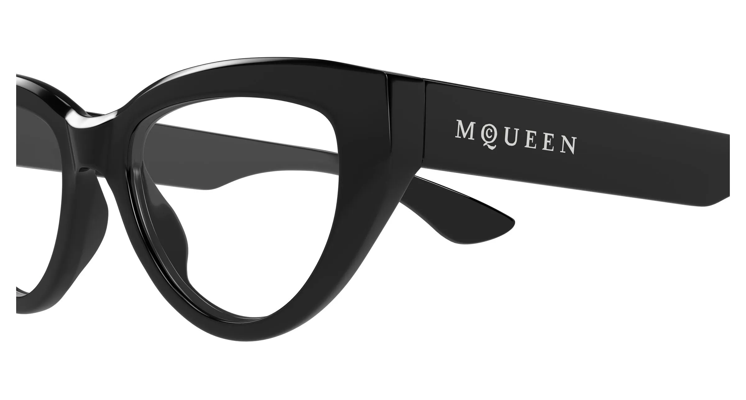 Alexander McQueen AM0529O 001 Montature da vista Acetato Nero Trasparente Cat Eye - immagine 3