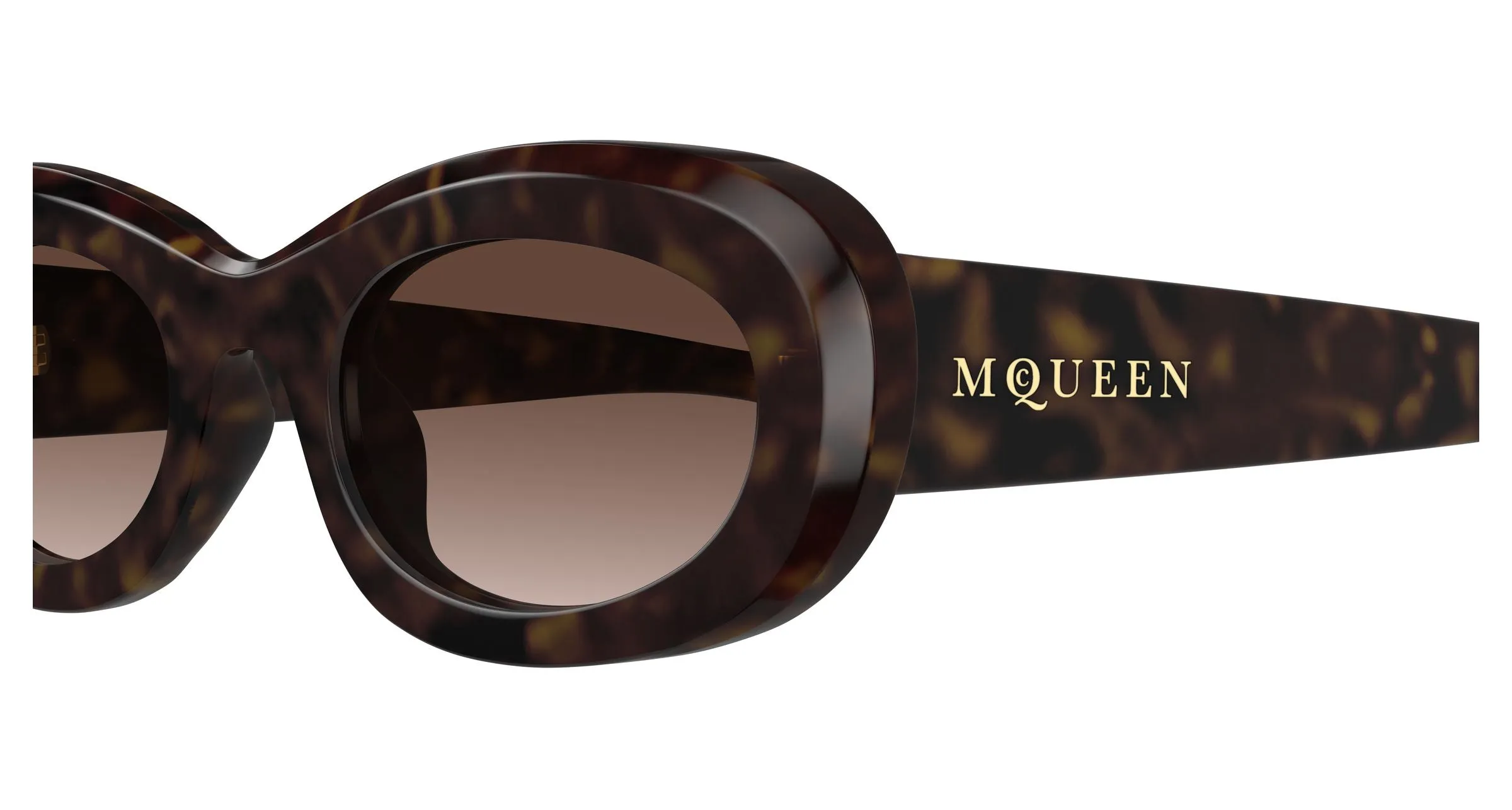Alexander McQueen AM0527SA 002 Occhiali da sole Acetato Havana Marrone Rotonda - immagine 3