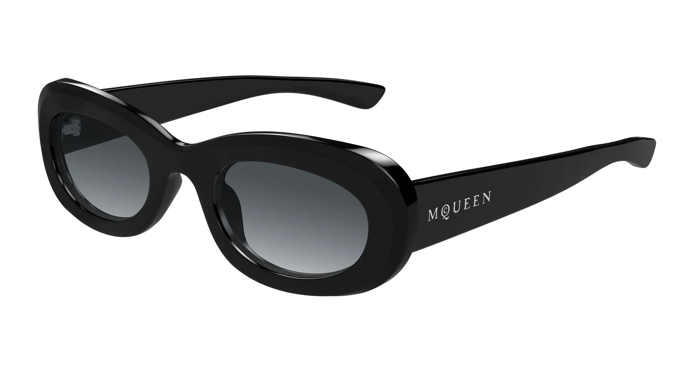 Alexander McQueen AM0527SA 001 Occhiali da sole Acetato Nero Grigio Rotonda - immagine 1