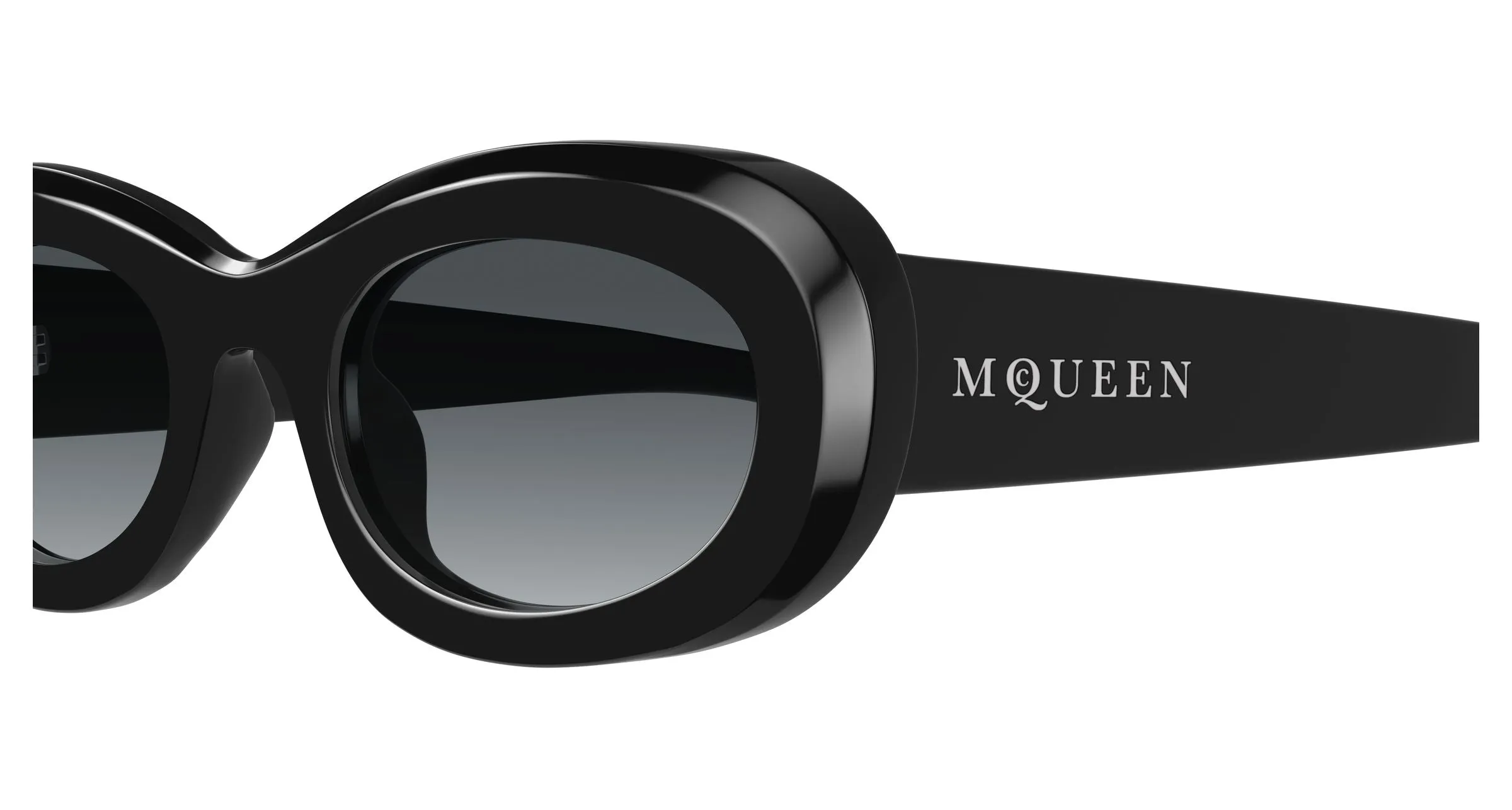 Alexander McQueen AM0527SA 001 Occhiali da sole Acetato Nero Grigio Rotonda - immagine 3