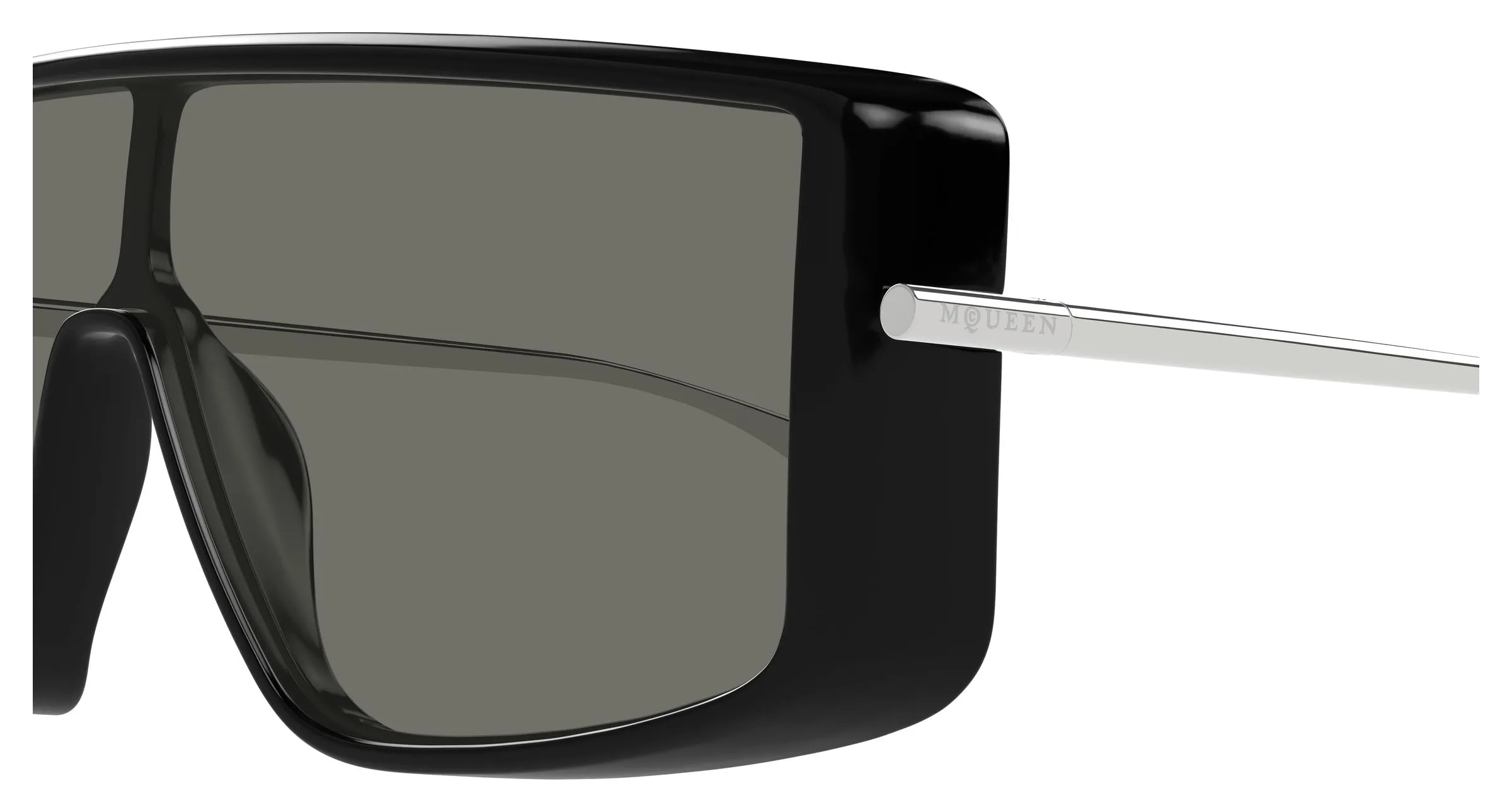 Alexander McQueen AM0524S 001 Occhiali da sole Acetato Nero Grigio Squadrata - immagine 3