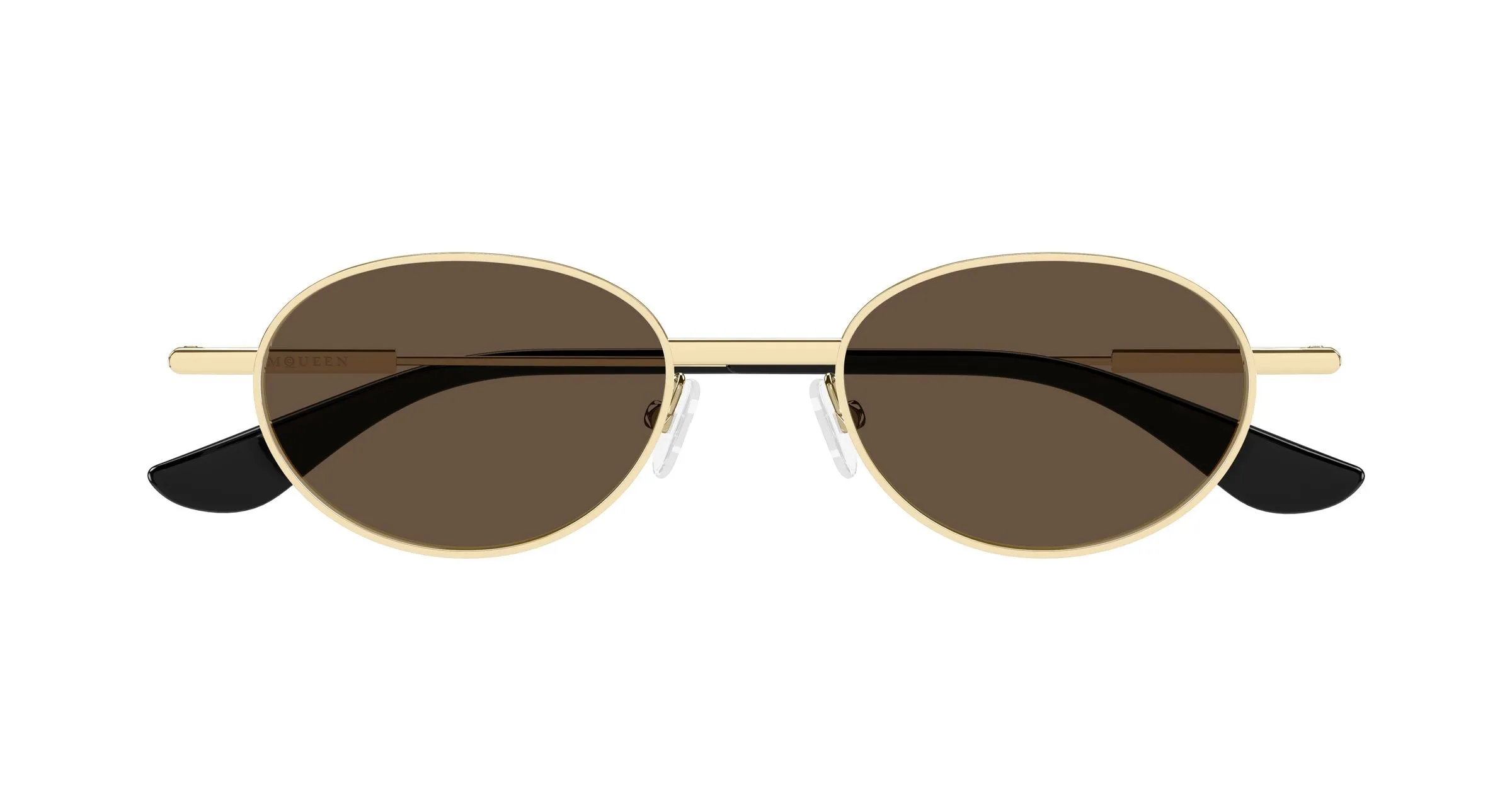 Alexander McQueen AM0523S 002 Occhiali da sole Acetato Oro Marrone Rotonda - immagine 2