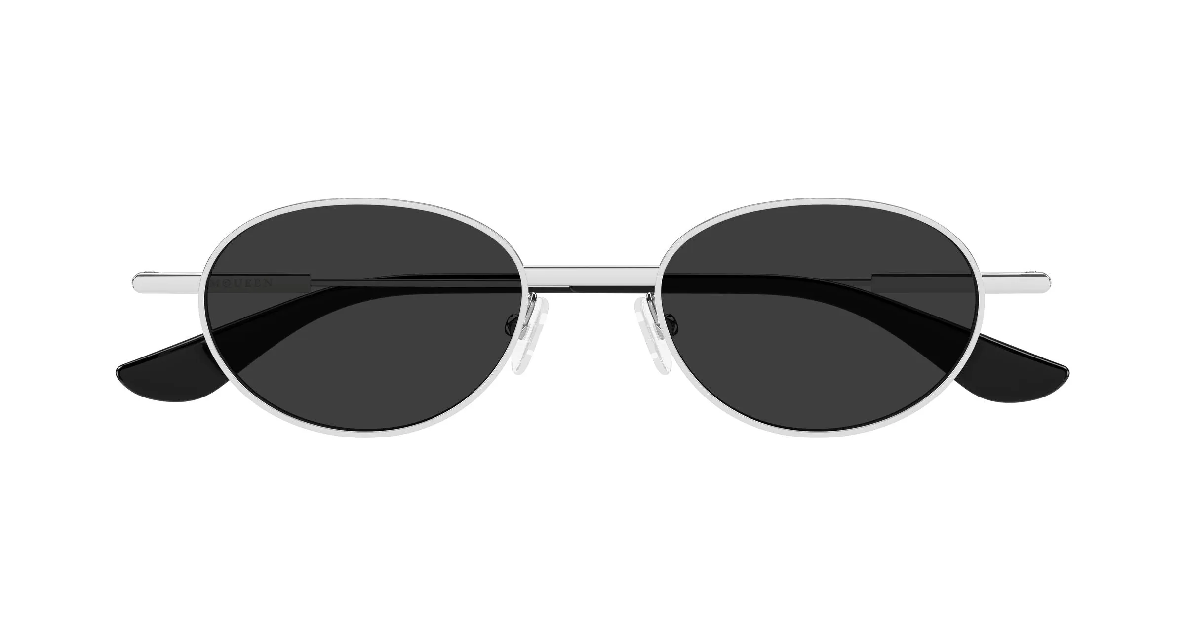 Alexander McQueen AM0523S 001 Occhiali da sole Acetato Argento Grigio Rotonda - immagine 2