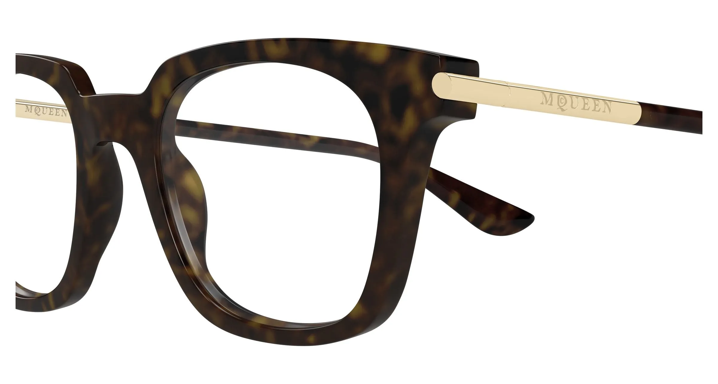 Alexander McQueen AM0521O 002 Montature da vista Acetato Havana Trasparente Squadrata - immagine 3