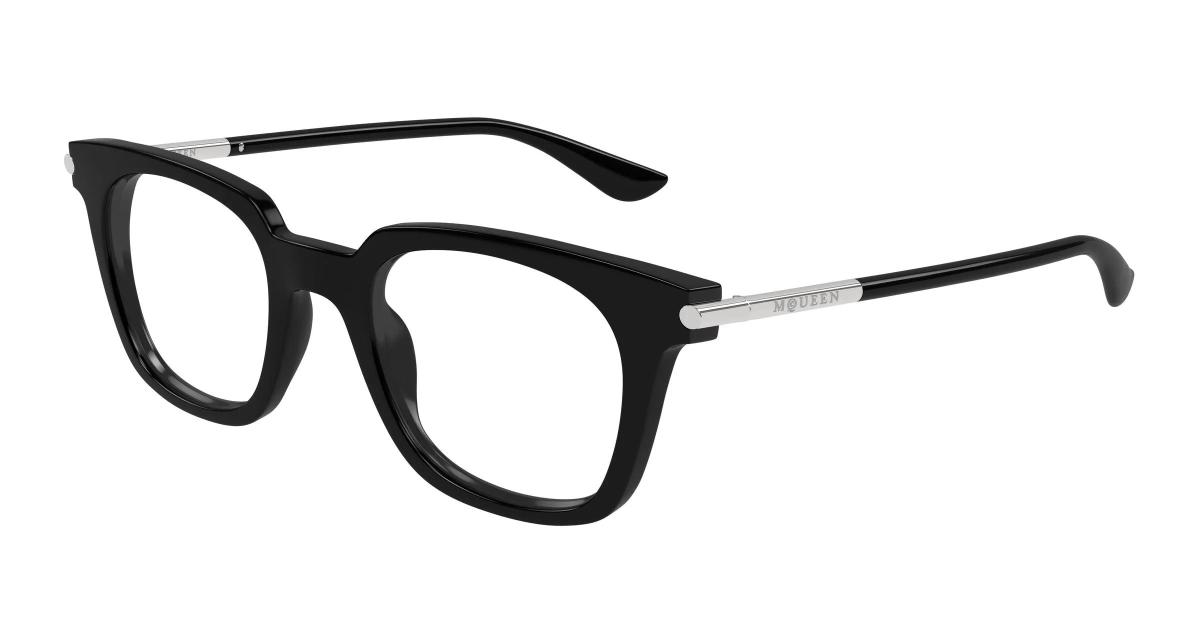 Alexander McQueen AM0521O 001 Montature da vista Acetato Nero Trasparente Squadrata - immagine 1