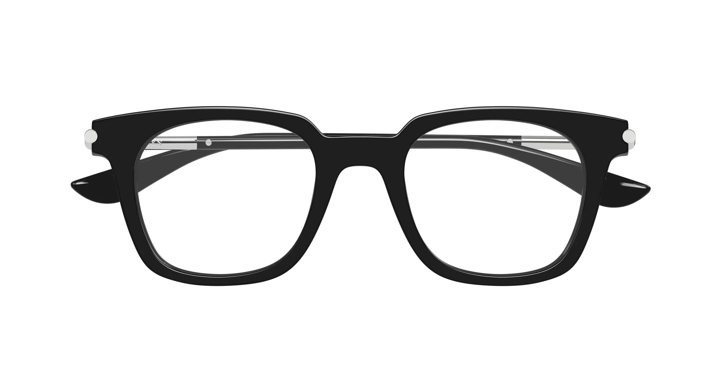 Alexander McQueen AM0521O 001 Montature da vista Acetato Nero Trasparente Squadrata - immagine 2
