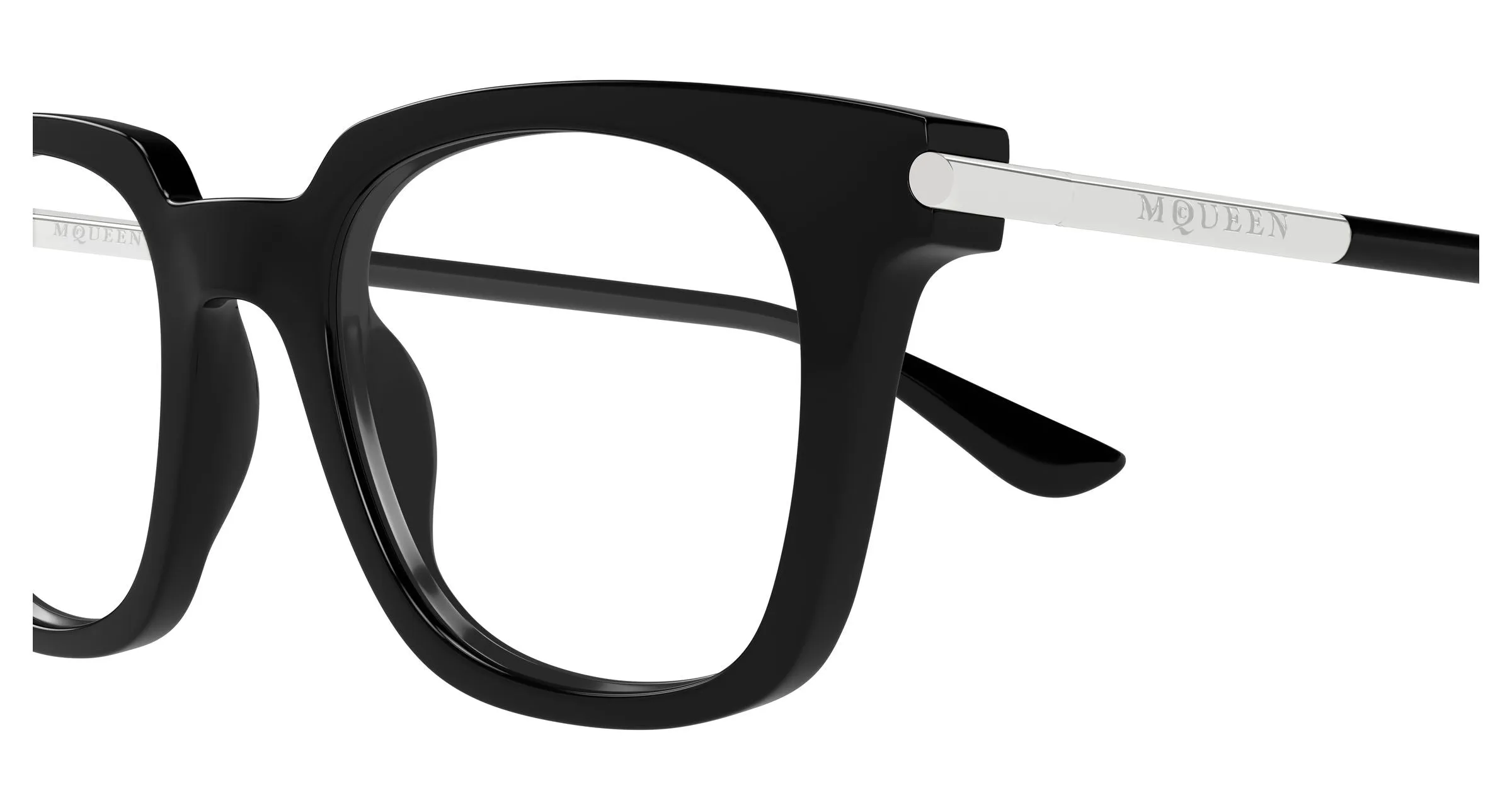 Alexander McQueen AM0521O 001 Montature da vista Acetato Nero Trasparente Squadrata - immagine 3