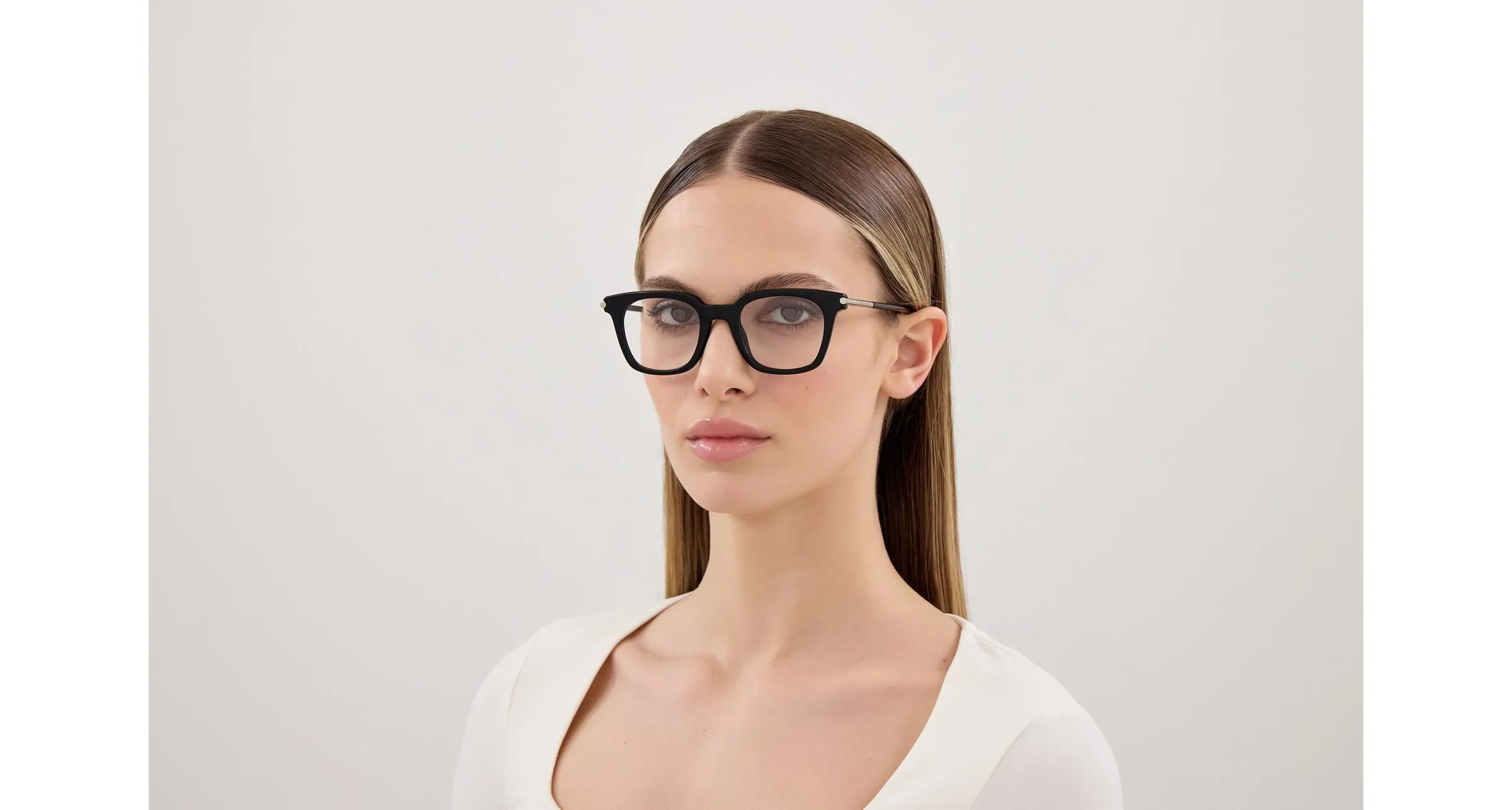 Alexander McQueen AM0521O 001 Montature da vista Acetato Nero Trasparente Squadrata - immagine 4