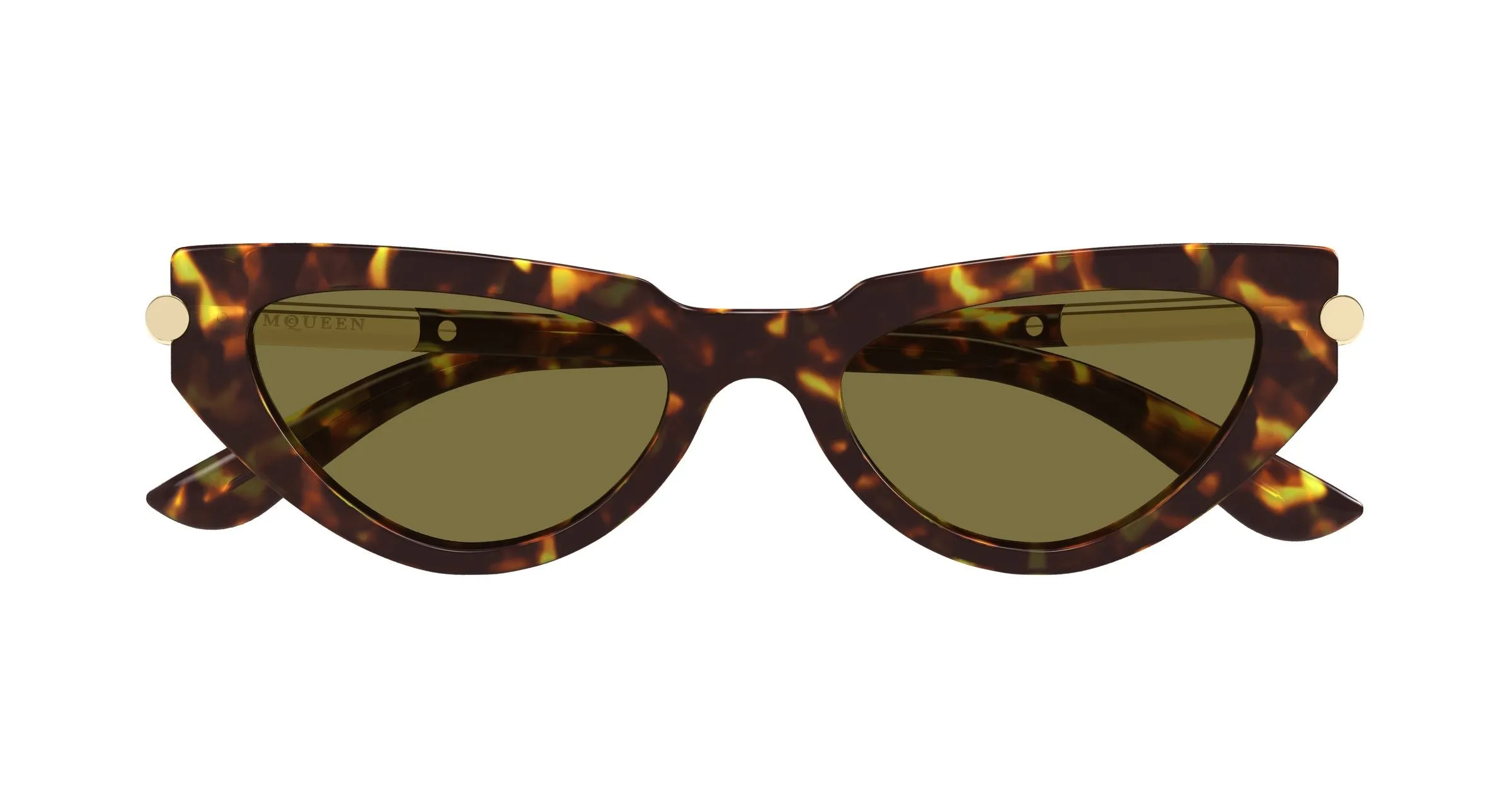 Alexander McQueen AM0520S 003 Occhiali da sole Acetato Havana Verde Cat Eye - immagine 2