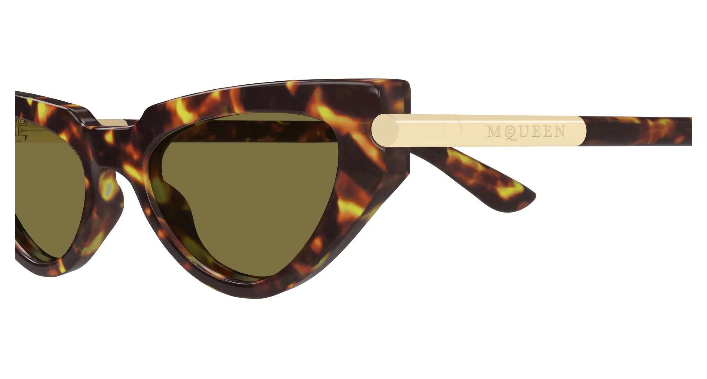 Alexander McQueen AM0520S 003 Occhiali da sole Acetato Havana Verde Cat Eye - immagine 3