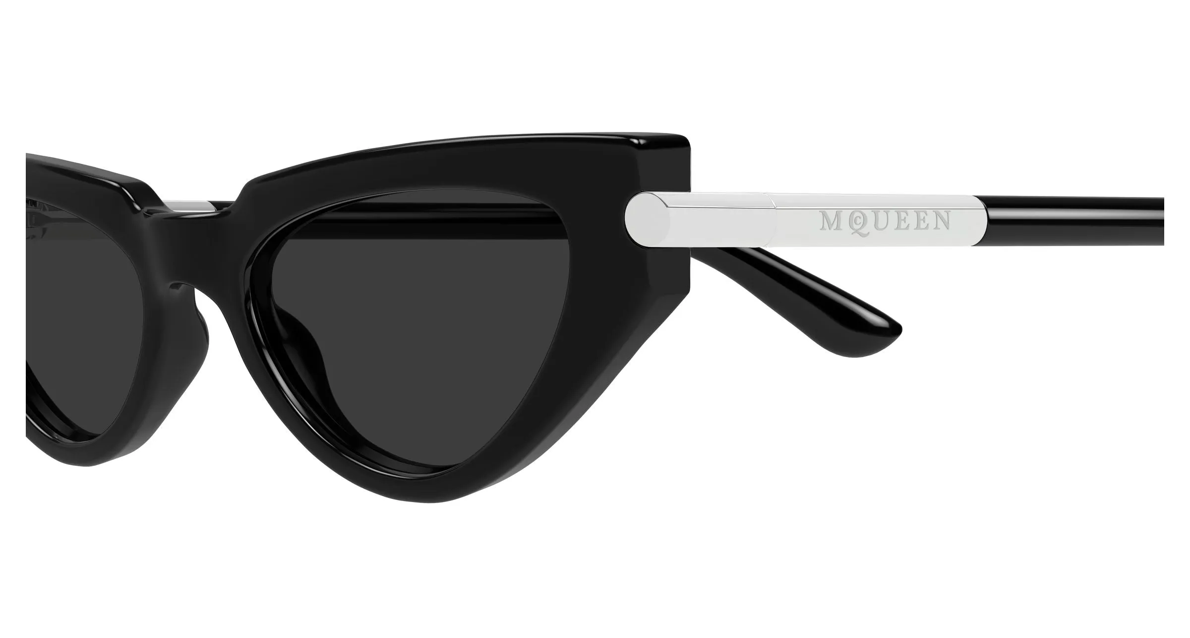 Alexander McQueen AM0520S 001 Occhiali da sole Acetato Nero Grigio Cat Eye - immagine 3