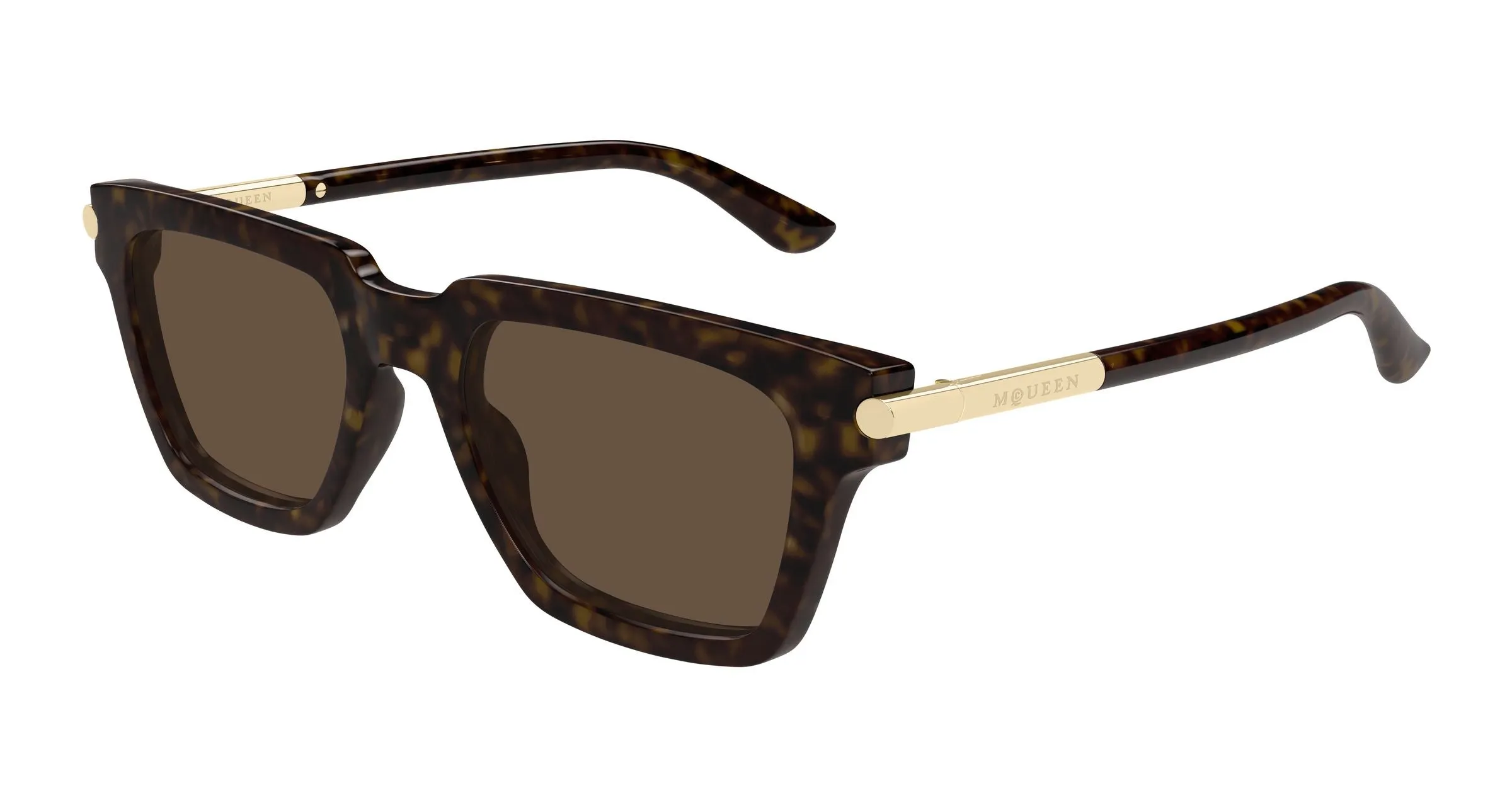 Alexander McQueen AM0519S 002 Occhiali da sole Acetato Havana Marrone Squadrata - immagine 1