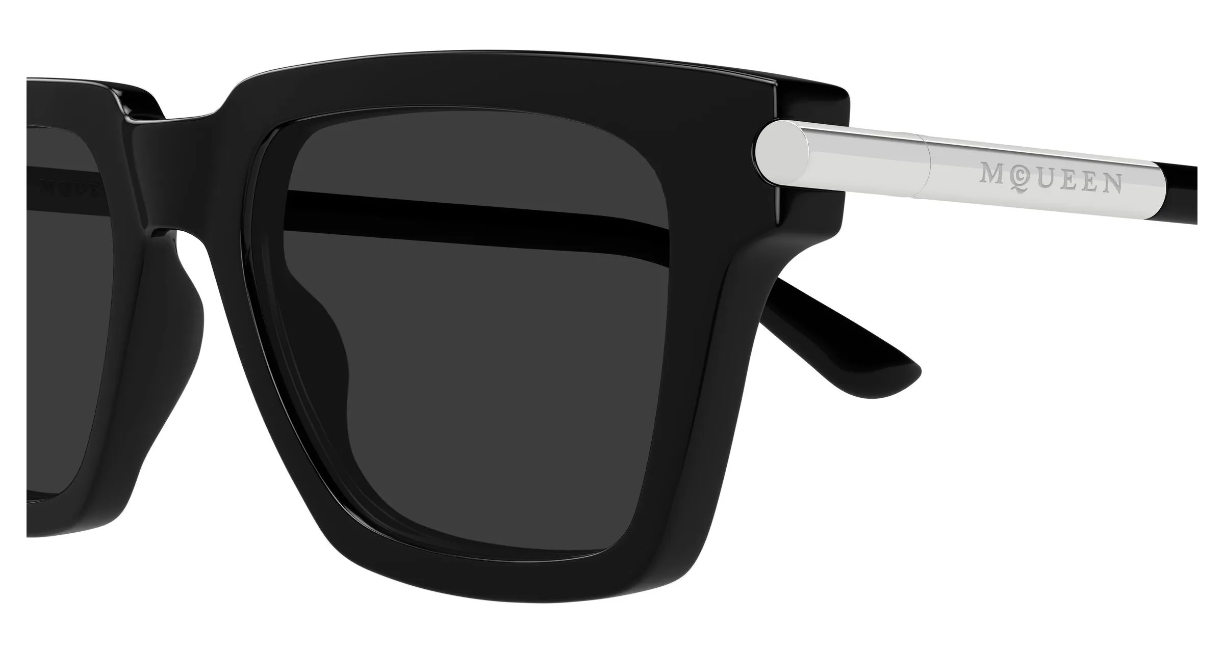 Alexander McQueen AM0519S 001 Occhiali da sole Acetato Nero Grigio Squadrata - immagine 3