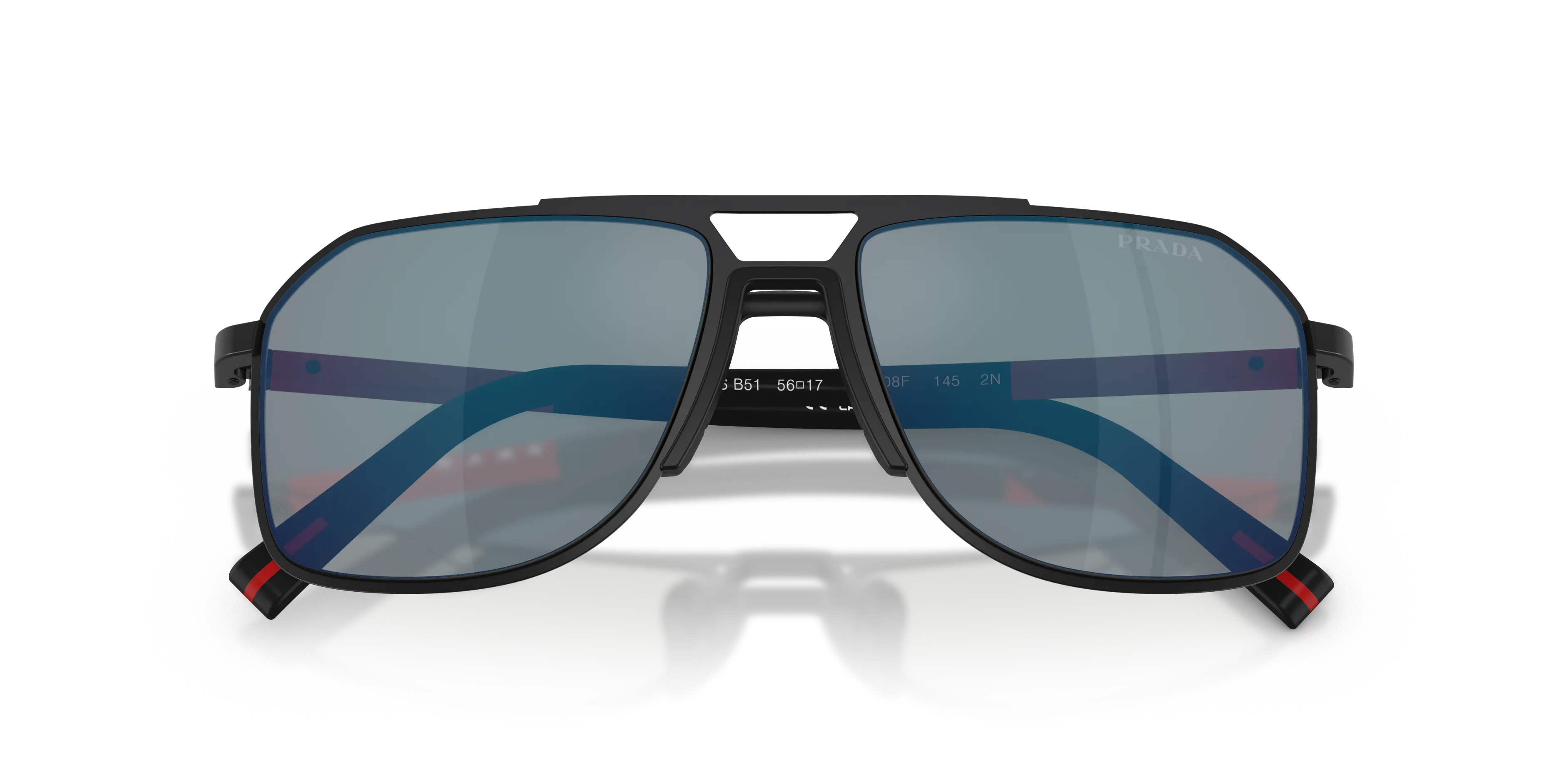 Prada Linea Rossa PS B51S 1BO08F Occhiali da sole Metallo Nero Grigio Pilot Specchiate - immagine 2