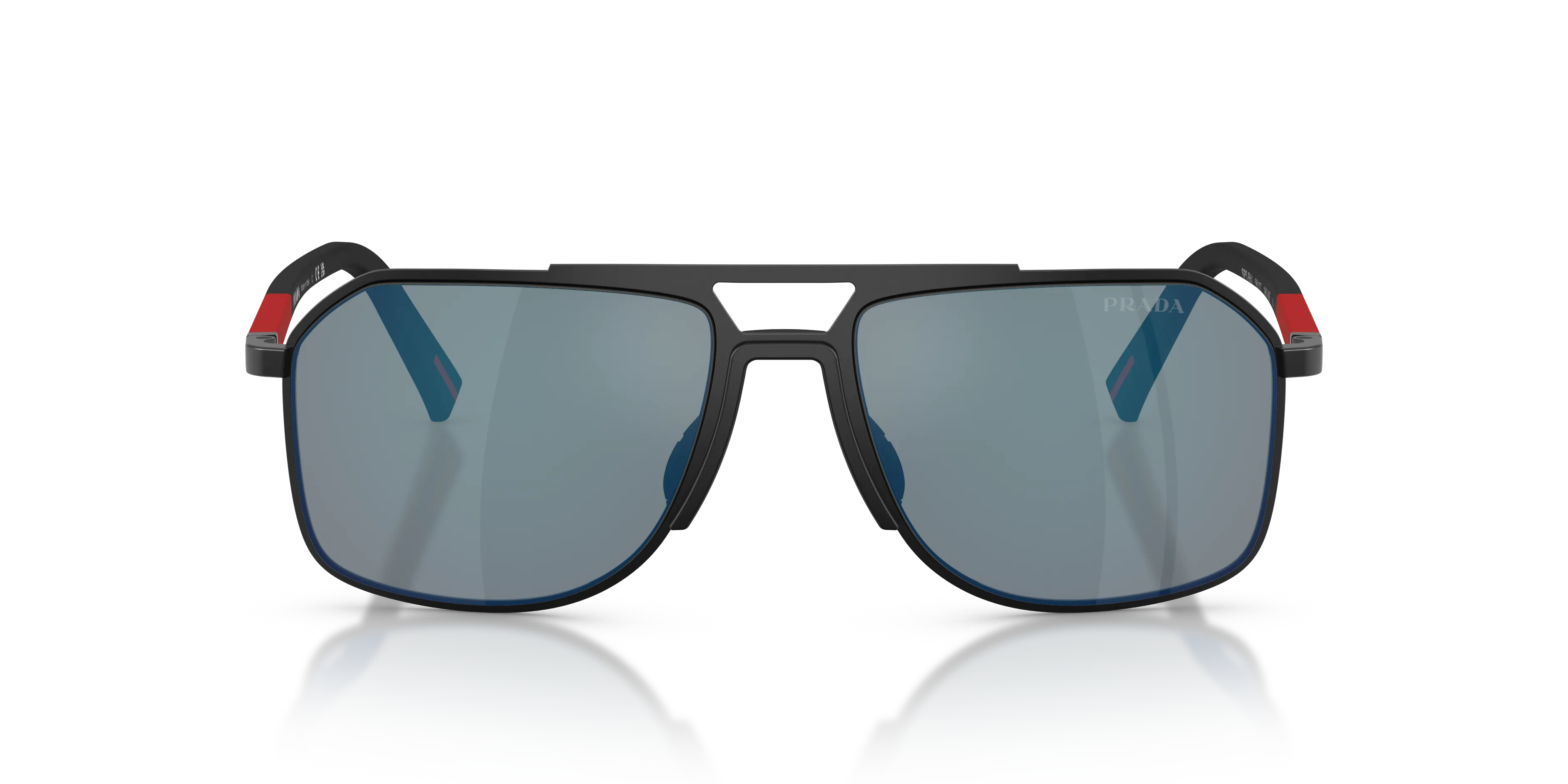Prada Linea Rossa PS B51S 1BO08F Occhiali da sole Metallo Nero Grigio Pilot Specchiate - immagine 3
