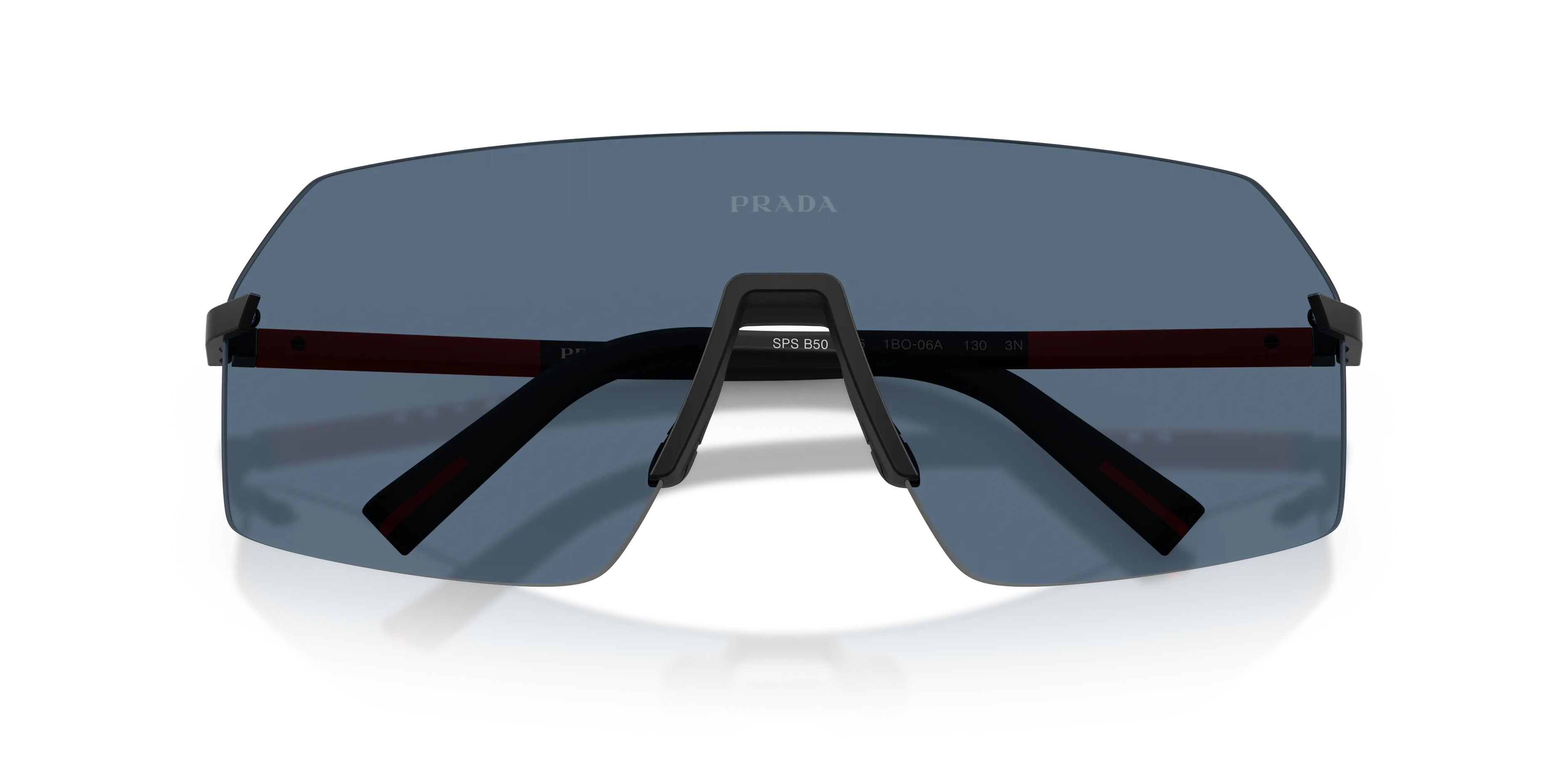 Prada Linea Rossa Uomo PS B50S 1BO06A Occhiali da sole Metallo Nero Blu Geometrica Normale - immagine 2