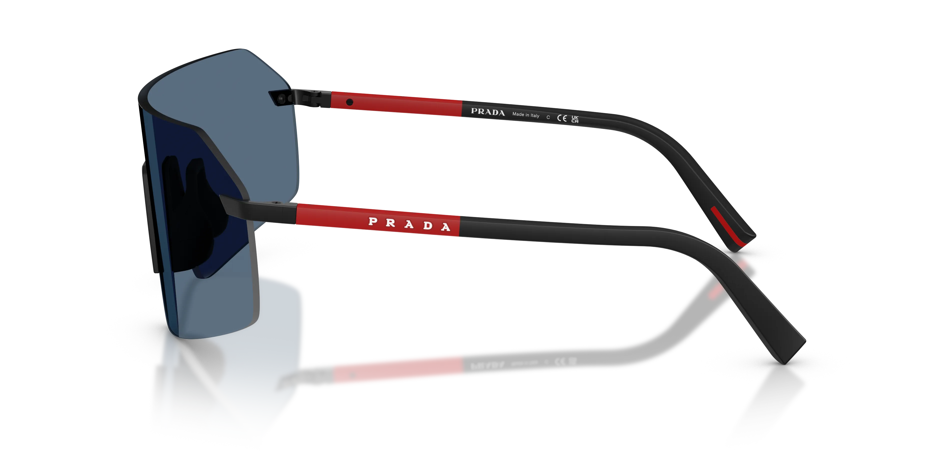 Prada Linea Rossa Uomo PS B50S 1BO06A Occhiali da sole Metallo Nero Blu Geometrica Normale - immagine 4