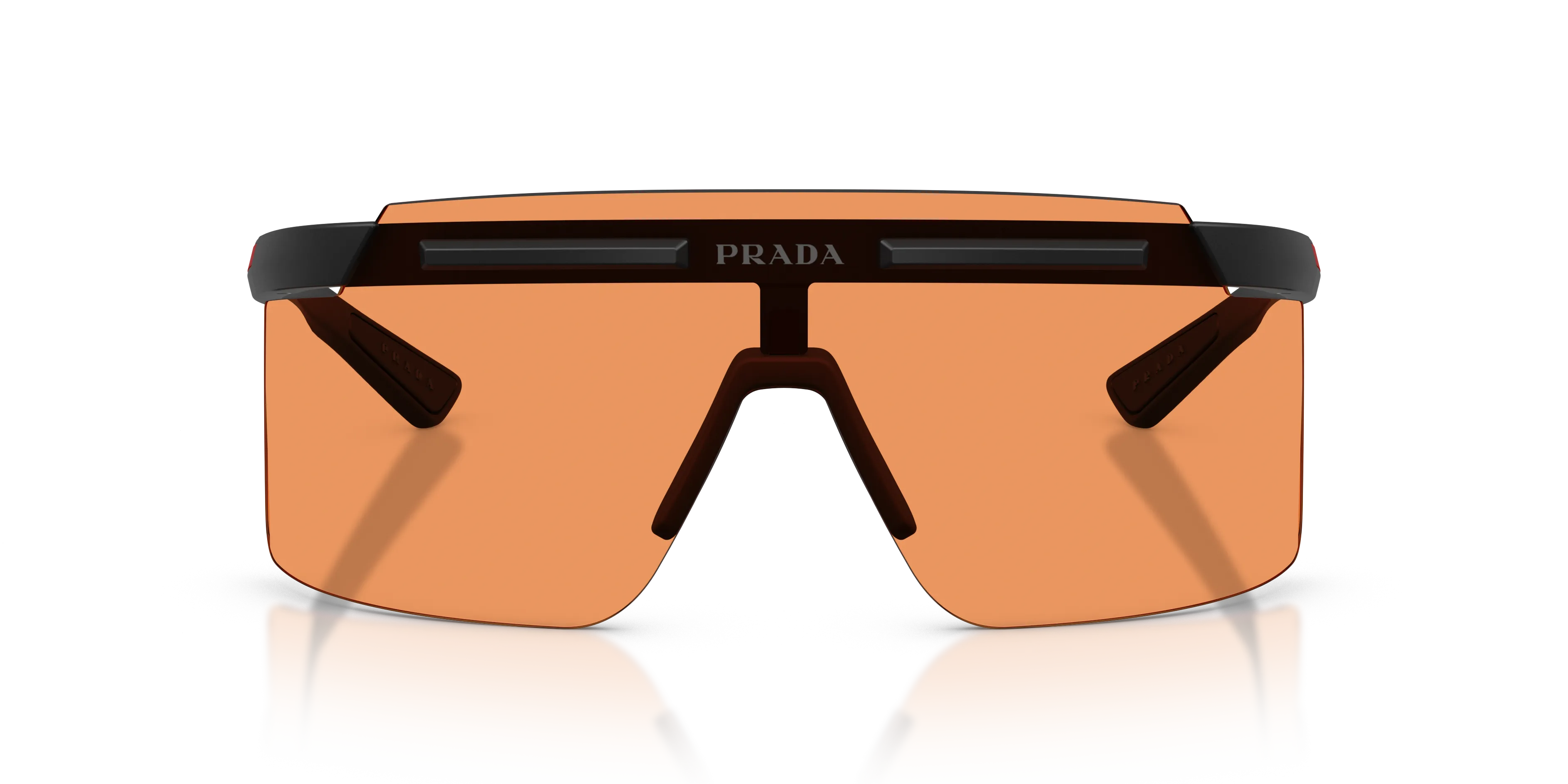 Prada Linea Rossa Uomo PS B06S 1BO90U Occhiali da sole Iniettato Nero Arancione Squadrata Normale - immagine 3
