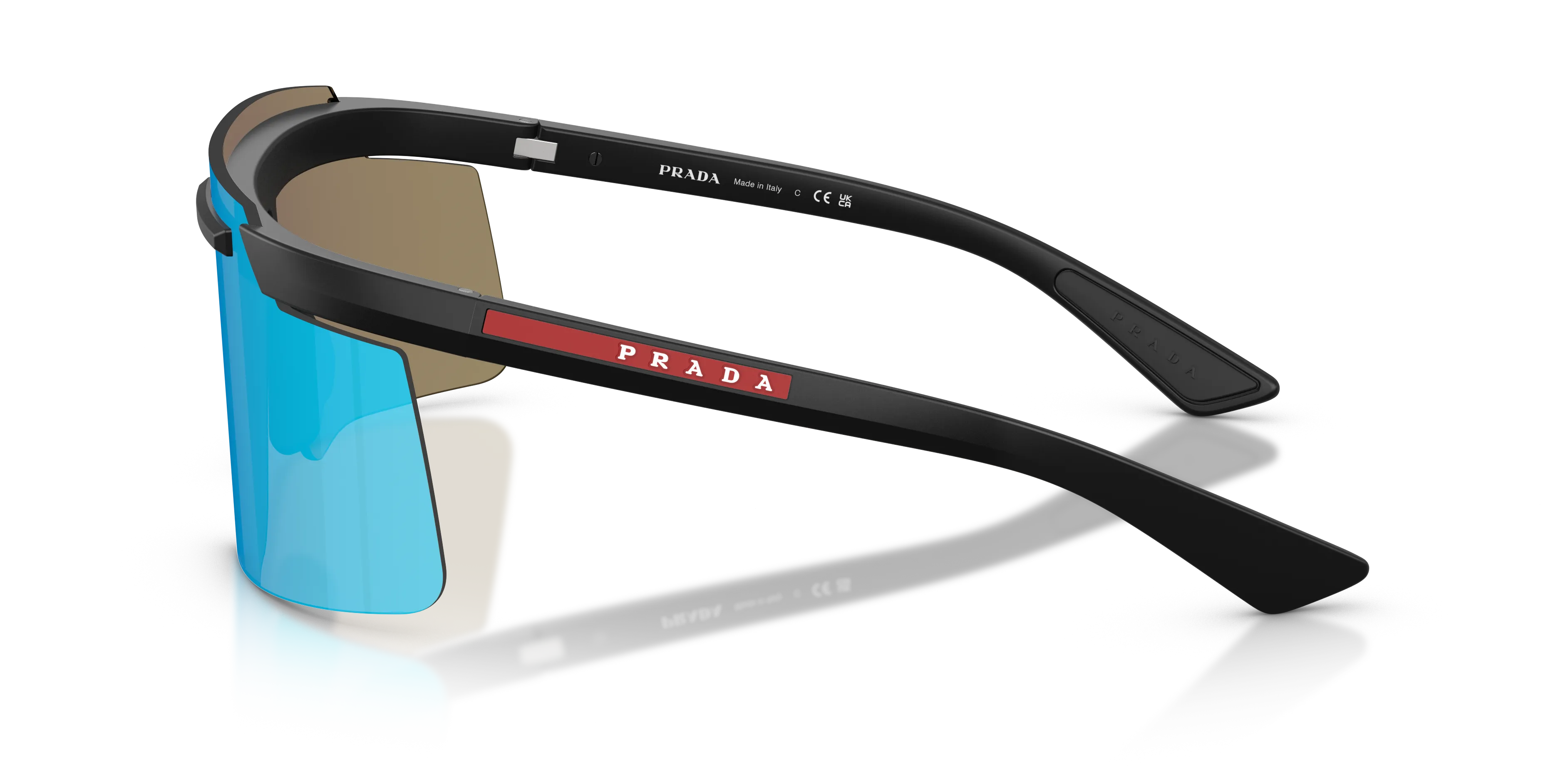 Prada Linea Rossa Uomo PS B06S 1BO08R Occhiali da sole Iniettato Nero Verde Squadrata Specchiate - immagine 4