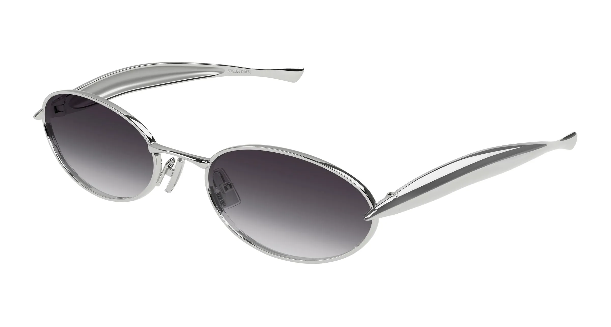 Bottega Veneta BV1386S 003 Occhiali da sole Metallo Argento Grigio Rotonda - immagine 1